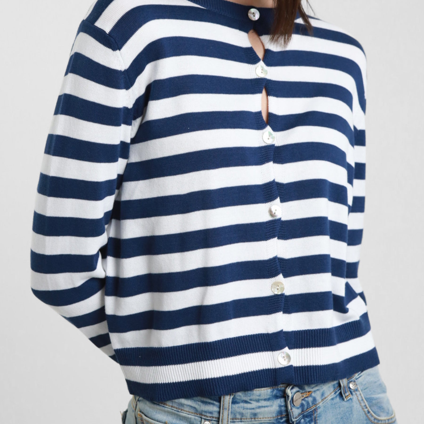 SUSY MIX Cardigan Donna Cotone Leggero Rigato 102791