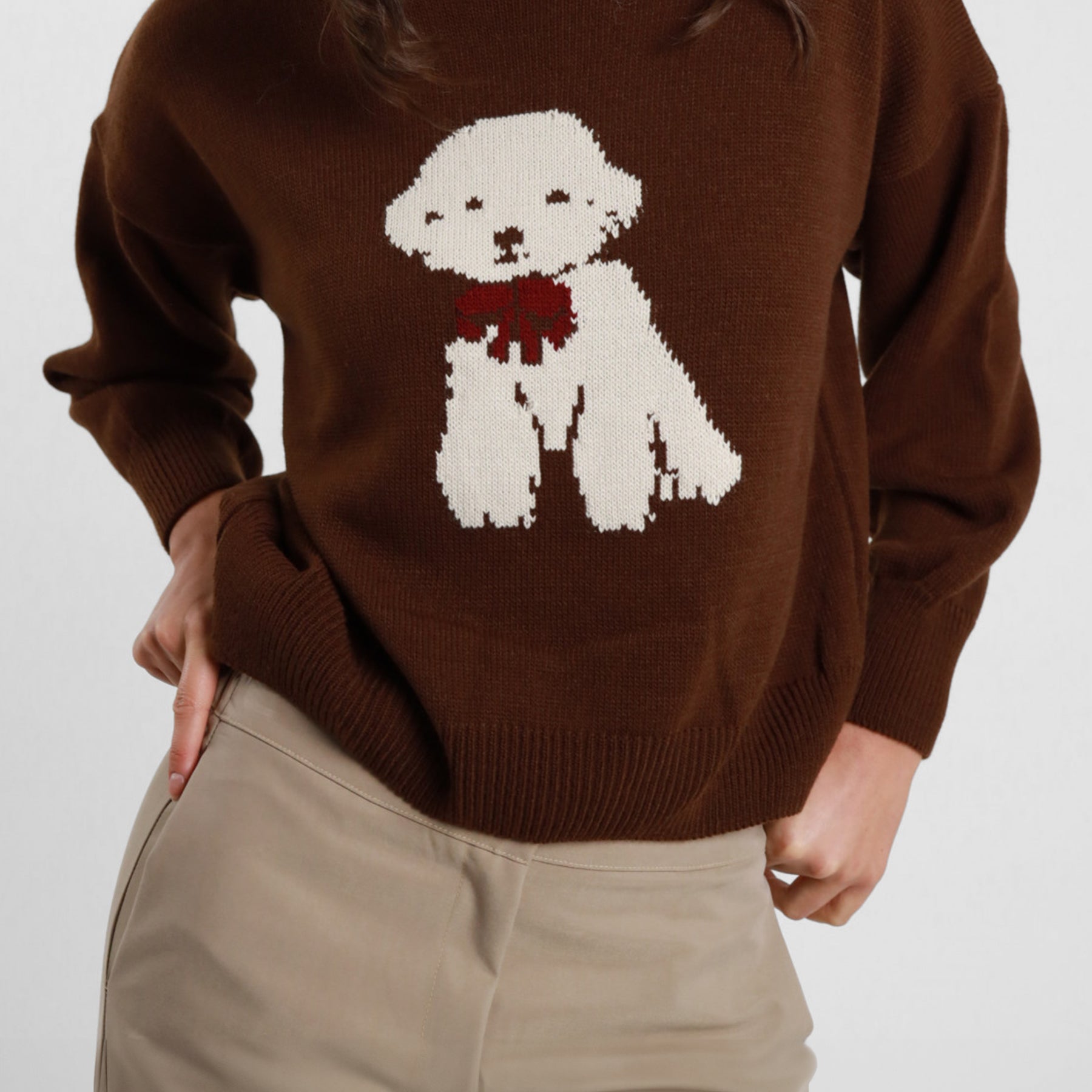 SUSY MIX Maglione Morbido Donna Inverno Con Ricamo Cane E Girocollo ART.25680