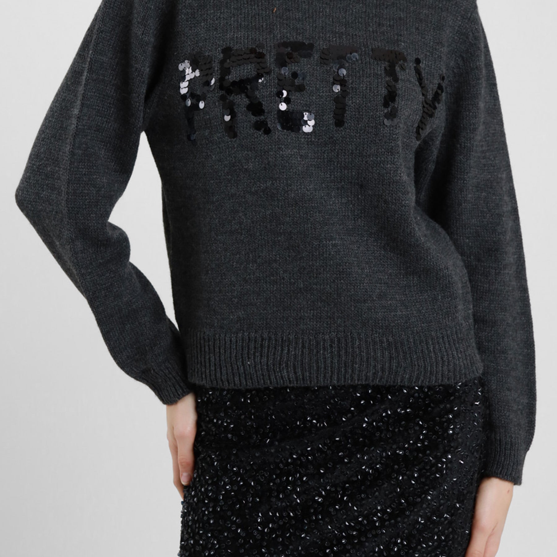 SUSY MIX Maglione con Scritta in Paillettes Donna Caldo Morbido Moda Inverno Qualità ART. 5WM26591