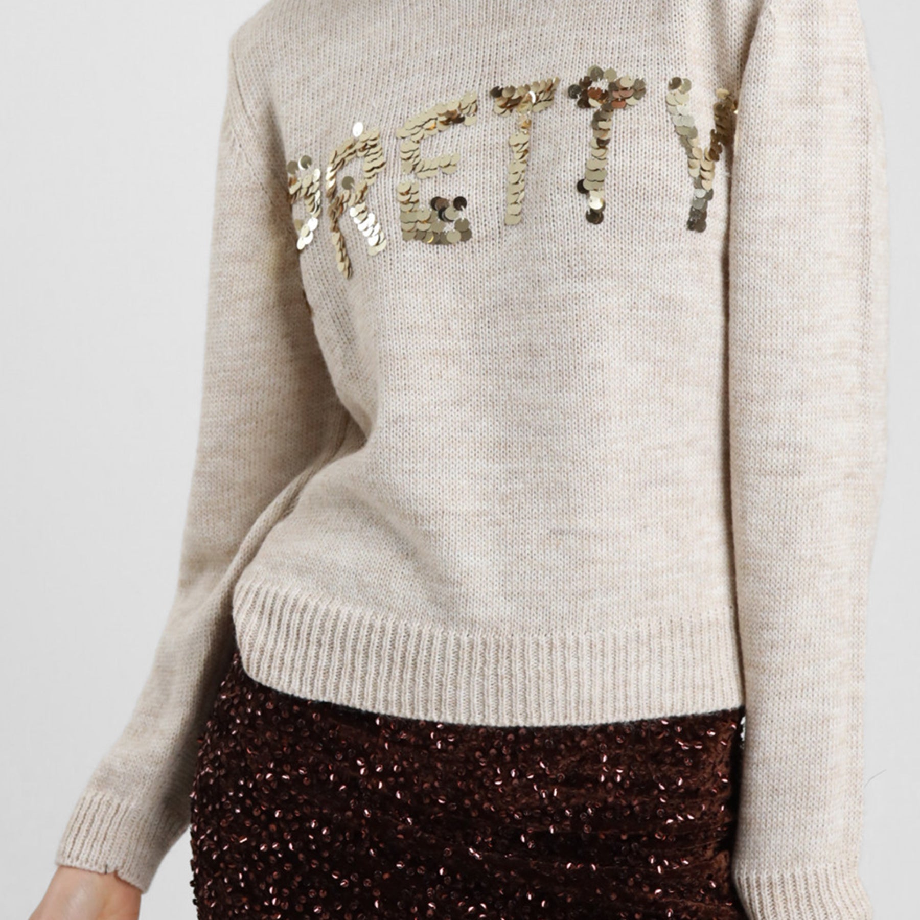 SUSY MIX Maglione con Scritta in Paillettes Donna Caldo Morbido Moda Inverno Qualità ART. 5WM26591