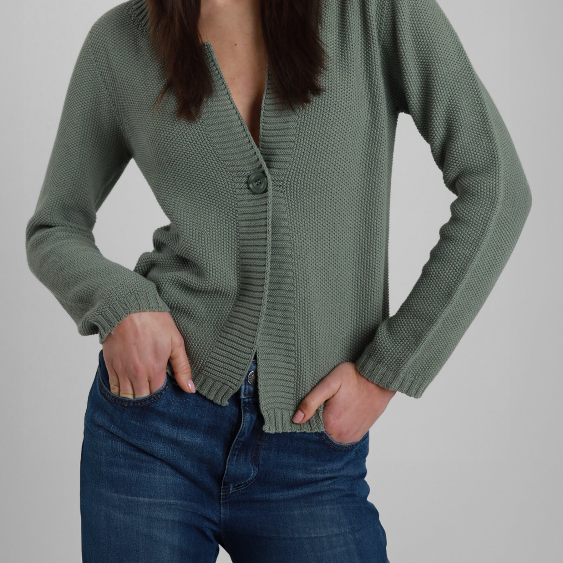 SUSY MIX Cardigan Donna Cotone Leggero Grana di Riso 61065