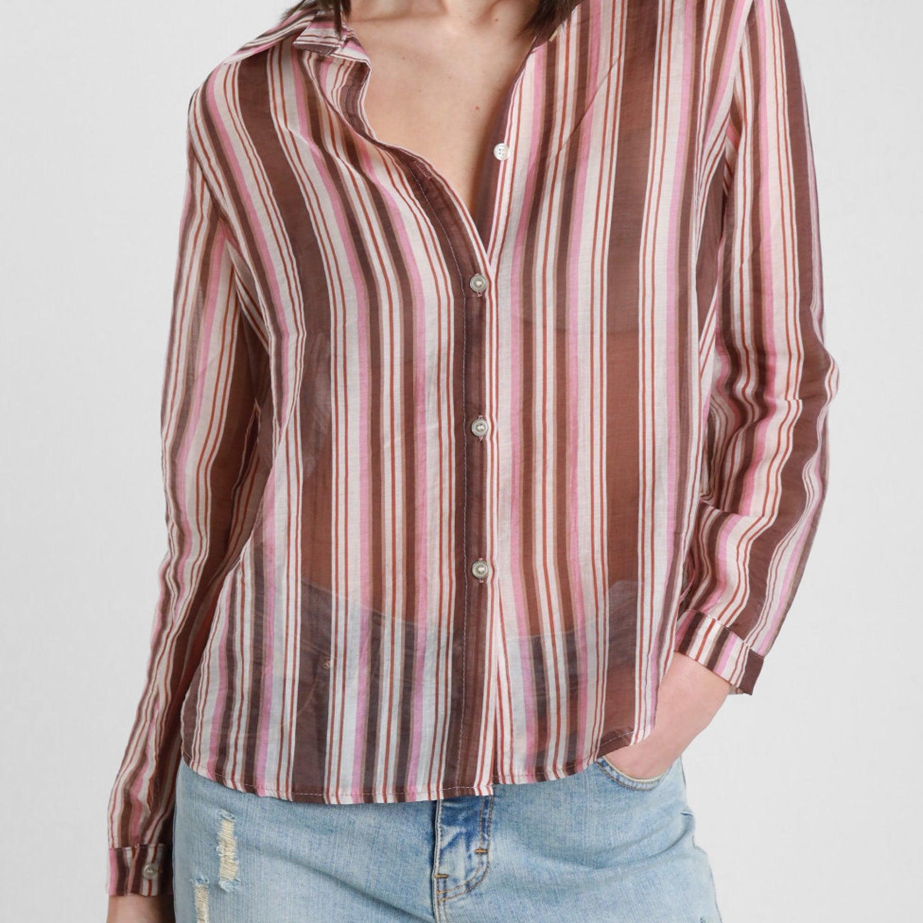 SUSY MIX Camicia Donna Regular Tencel Fantasia Rigata Z098CH3401