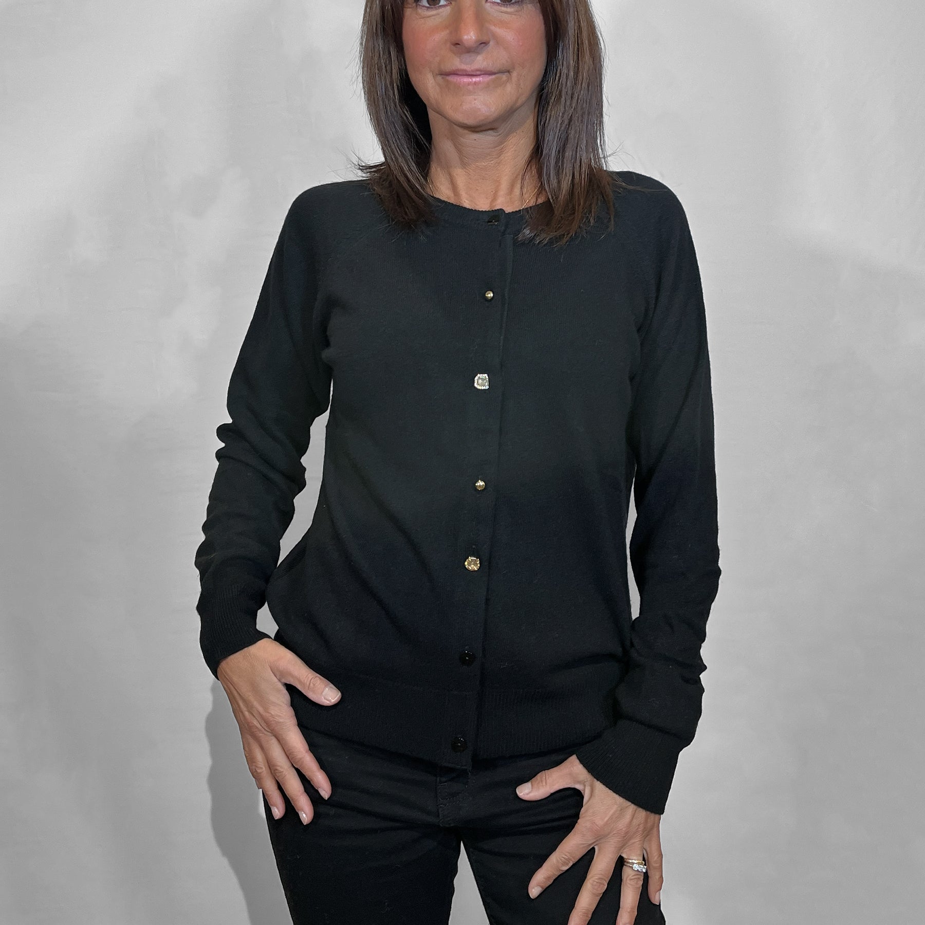 VICOLO Giacca Maglia Donna Calda Bottoni Gioiello Invernale ART. 22034F