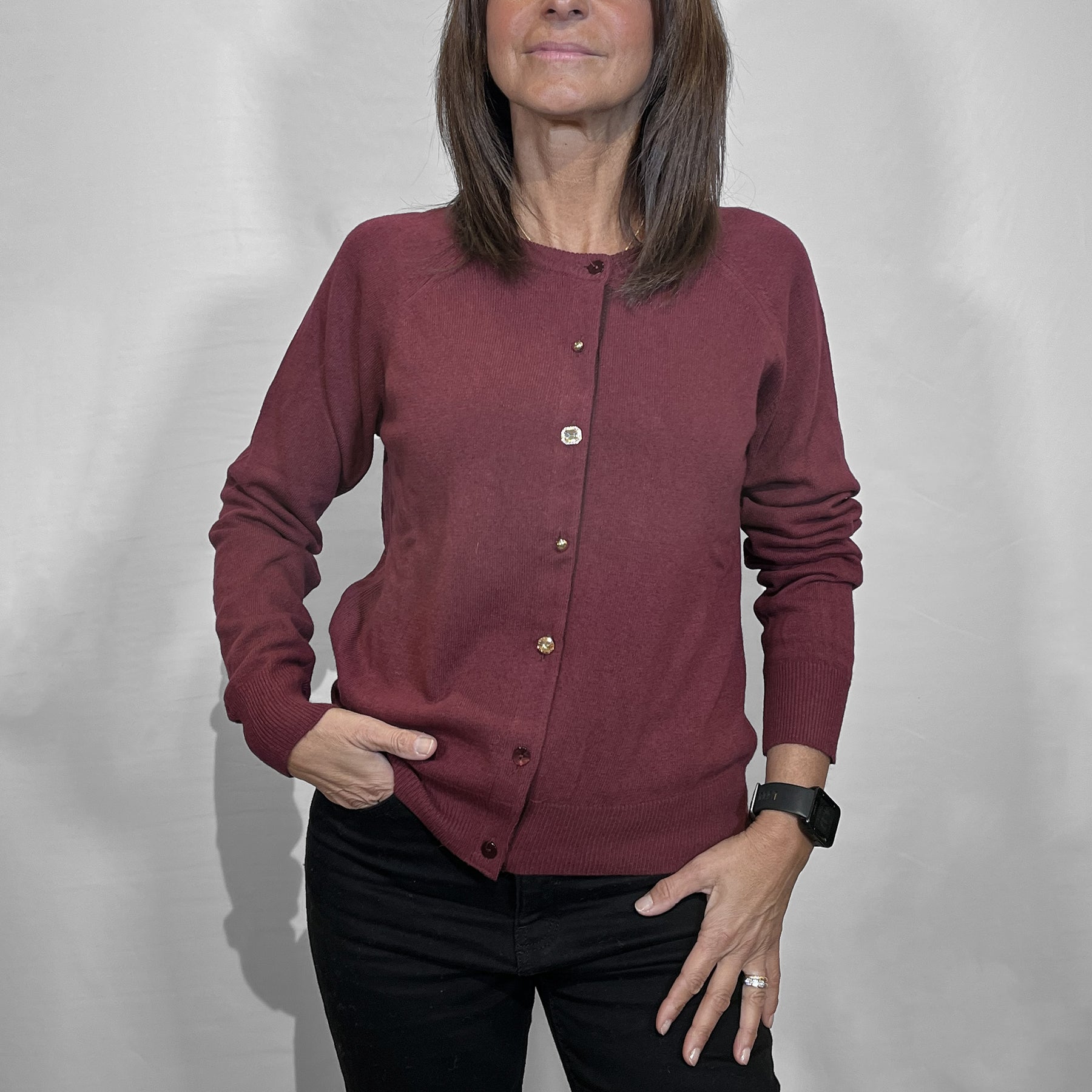 VICOLO Giacca Maglia Donna Calda Bottoni Gioiello Invernale ART. 22034F