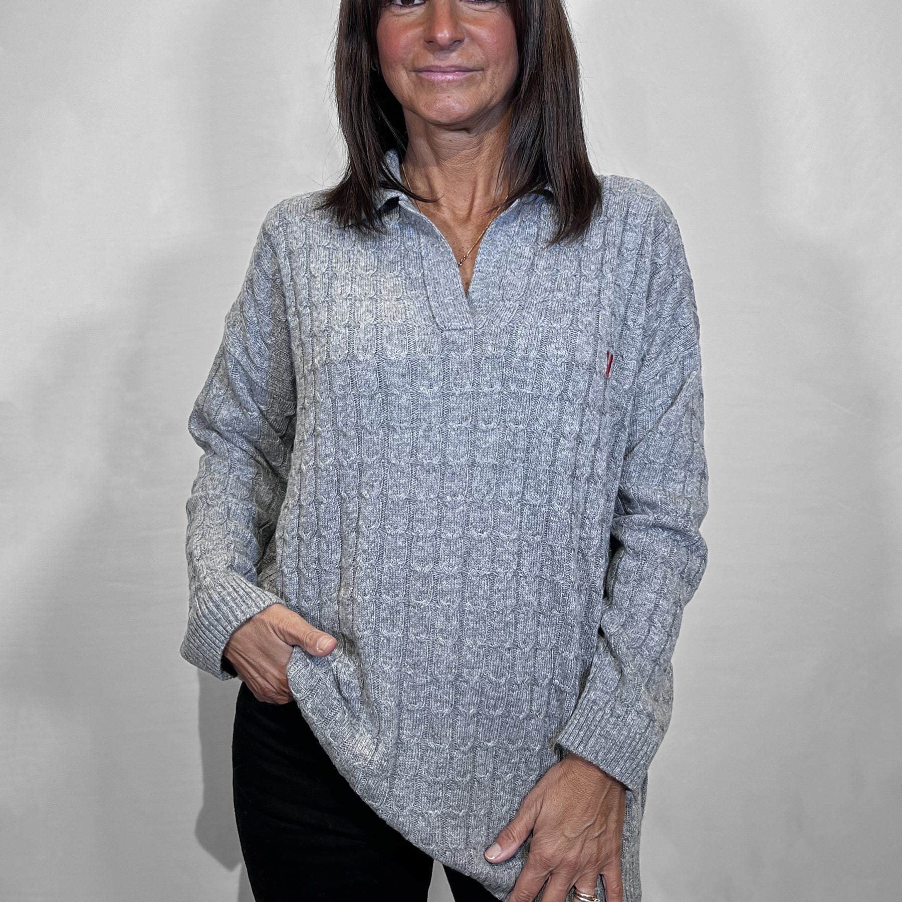 VICOLO Polo Maglia Donna Calda Morbida Lana Trecce Invernale ART. 77307F