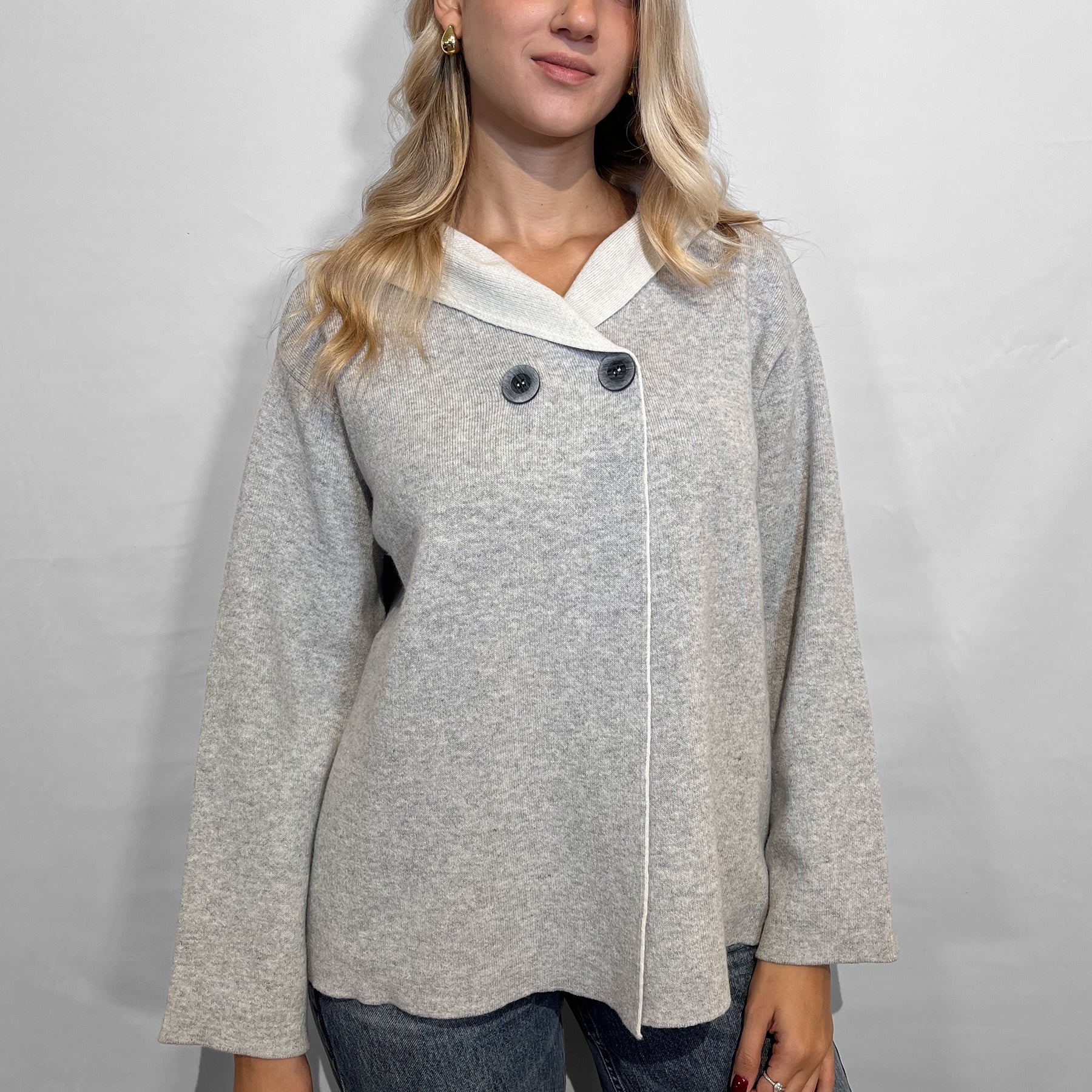 INTRECCI Giacca Donna Manica Lunga Cappuccio Lana Cachemire ART. W25-72