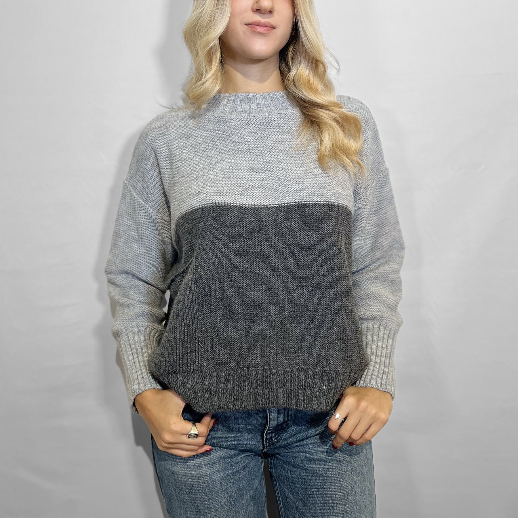 INTRECCI Maglia Donna Manica Lunga Bicolore Lana Alpaca ART. W25-81