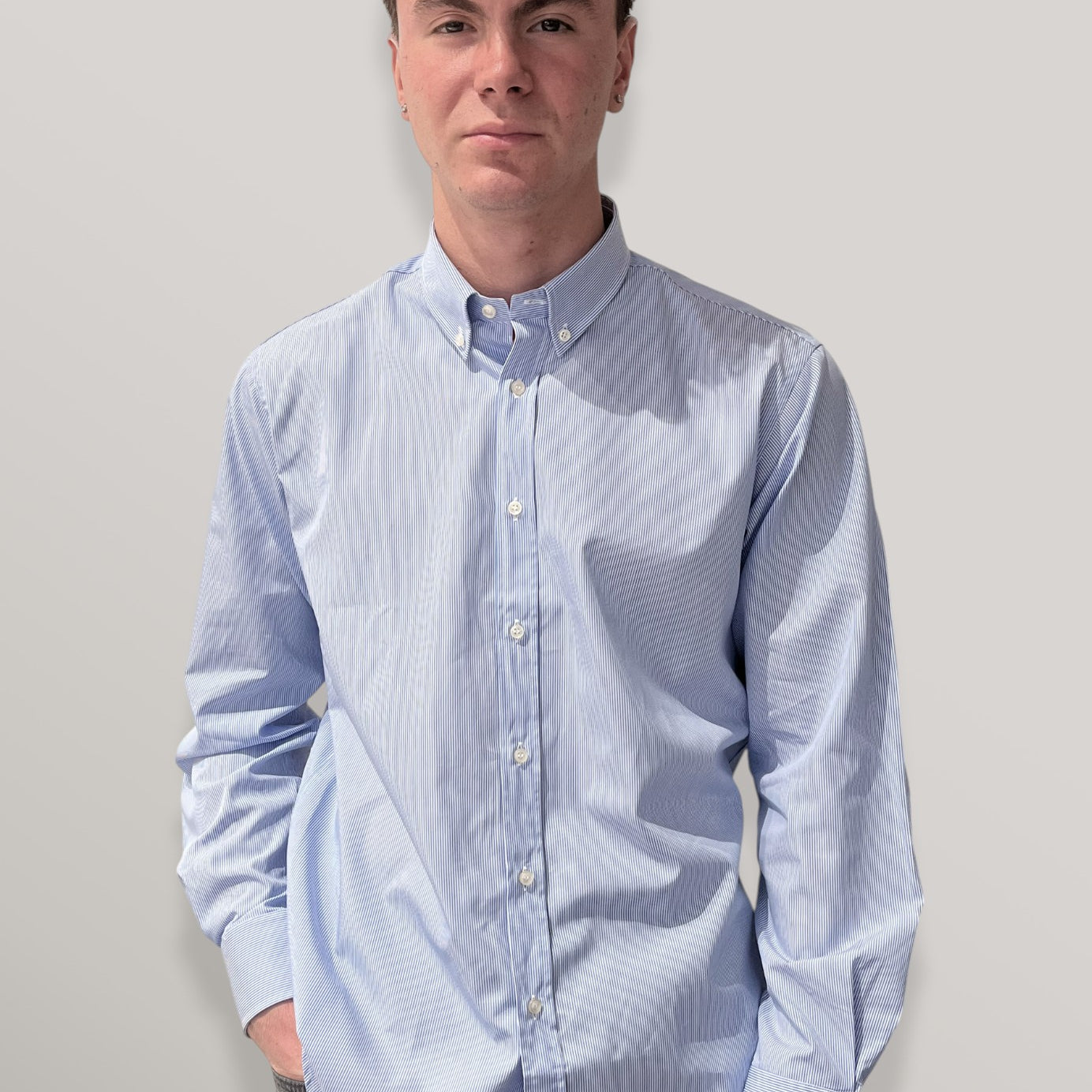 Camicia Uomo Regular Botton Down 100% Cotone Bastoncino INGRAM 5G093