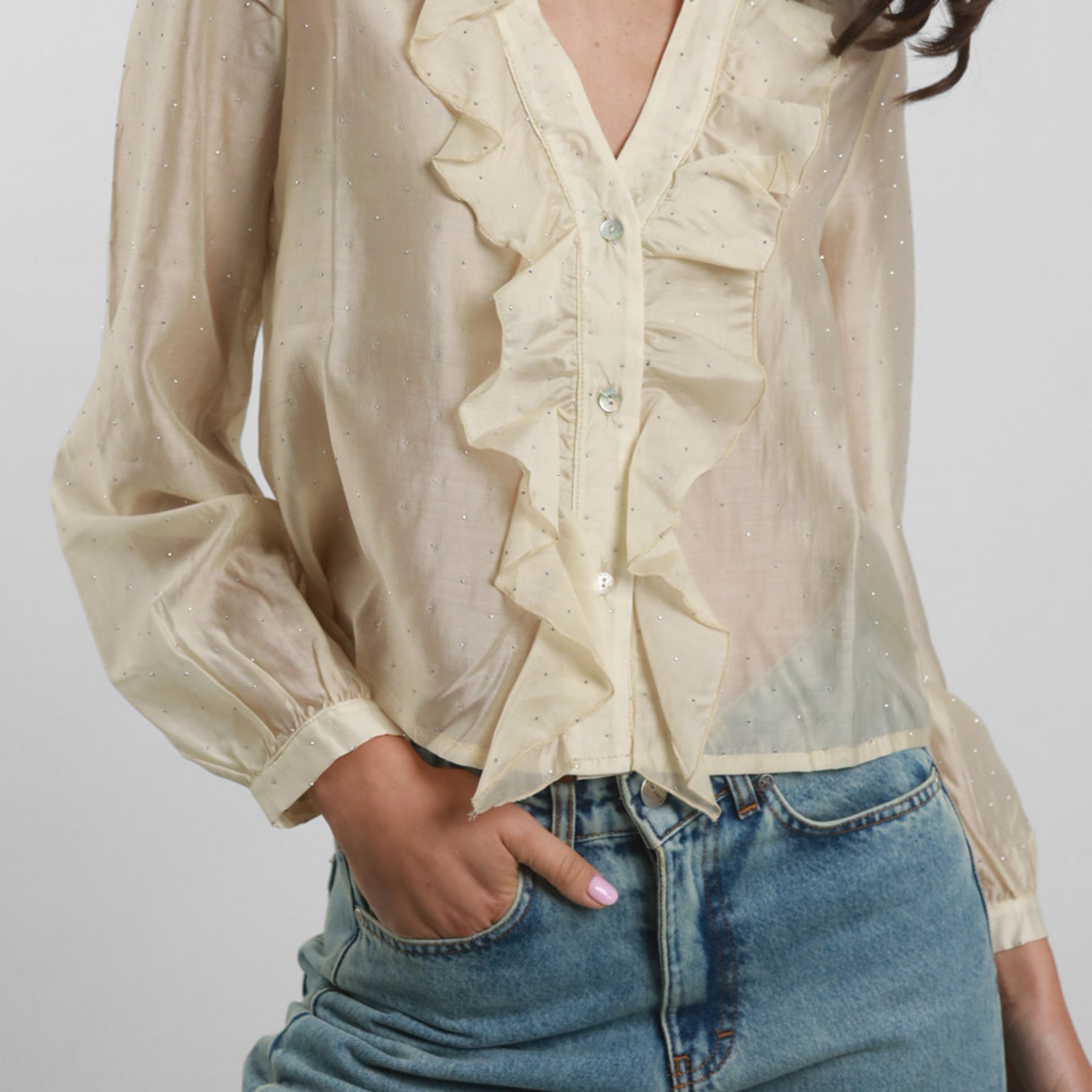 Camicia Donna Manica Lunga Rouches SUSY MIX CM03755