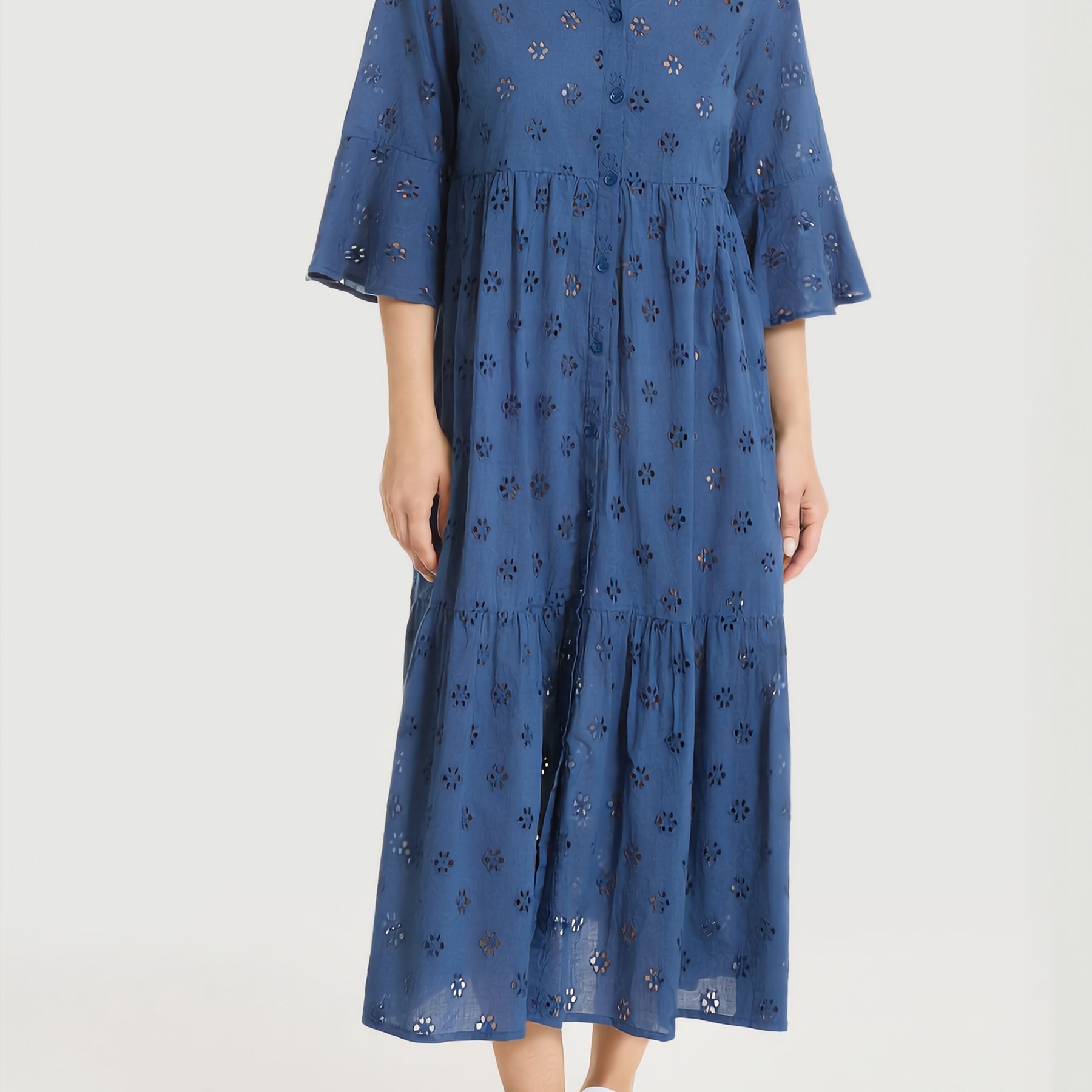 RAGNO Abito Donna Mezza Manica Cotone San Gallo Estivo DS56DG
