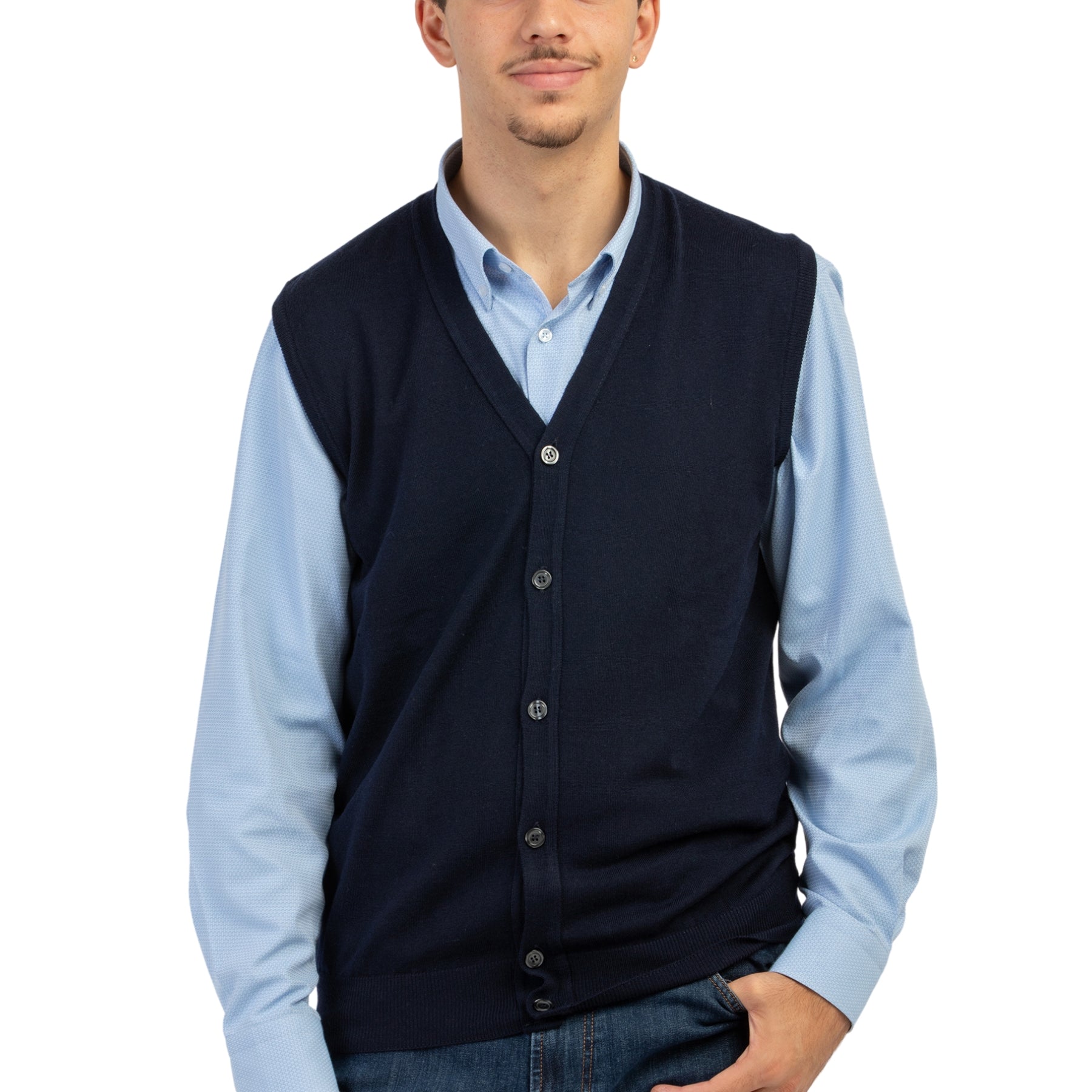 Gilet Uomo Aperto 100% lana Merinos PREMODE