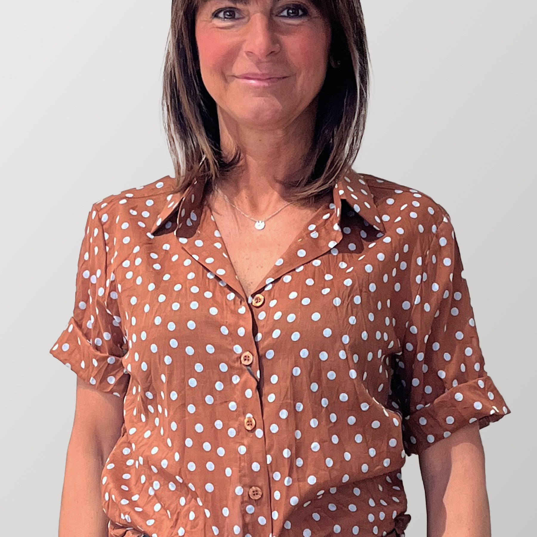 Camicia Donna Mezza Manica Fantasia Pois 100% Cotone VLT'S by VALENTINAS 210/A