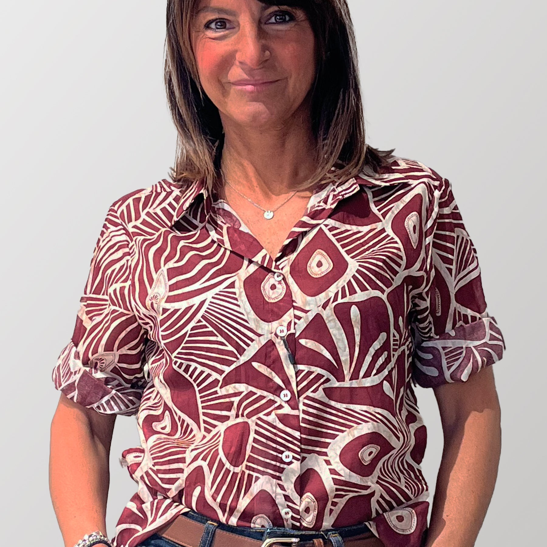 Camicia Donna Manica Corta Fantasia 100% Cotone VLT'S by VALENTINAS 209