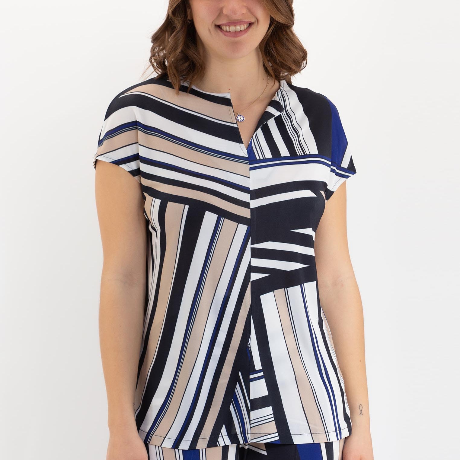 Maglietta stampa geometrica in viscosa RAGNO DH80T7