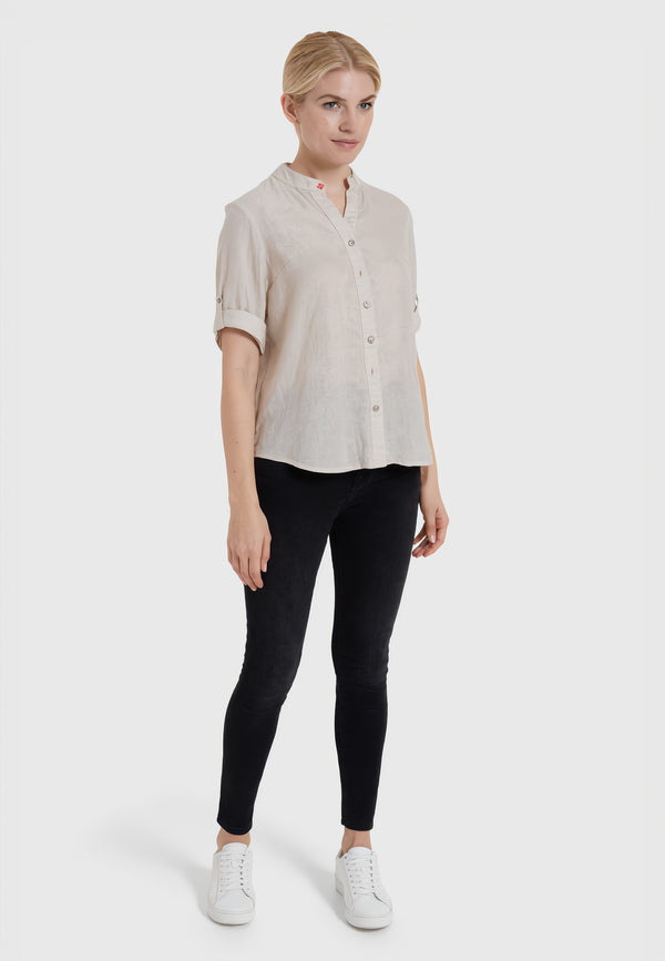 YES ZEE Camicia Donna Lino Collo Coreana ART. 01C231