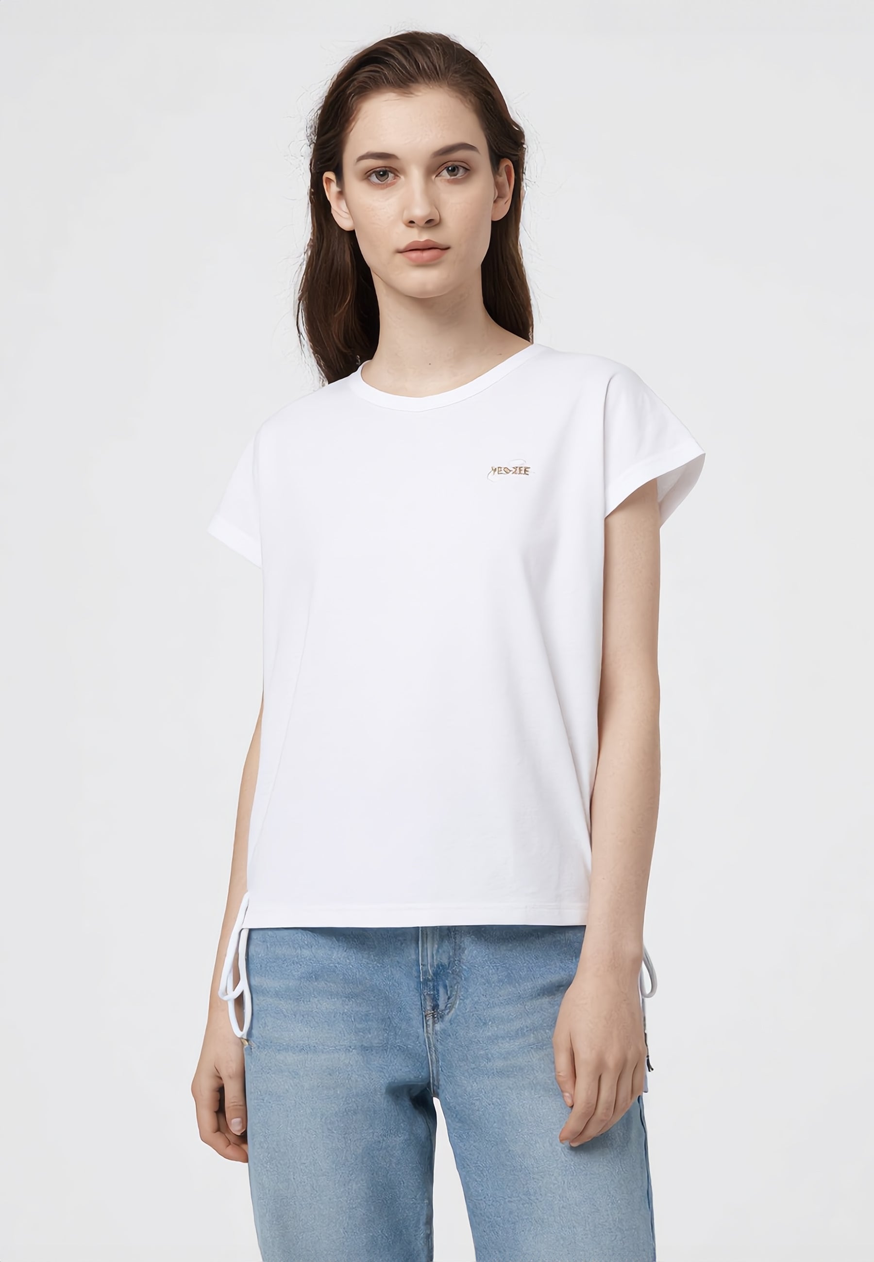 YES ZEE T-Shirt Donna Scollo V Mezza Manica Coulisse ART. 01T270