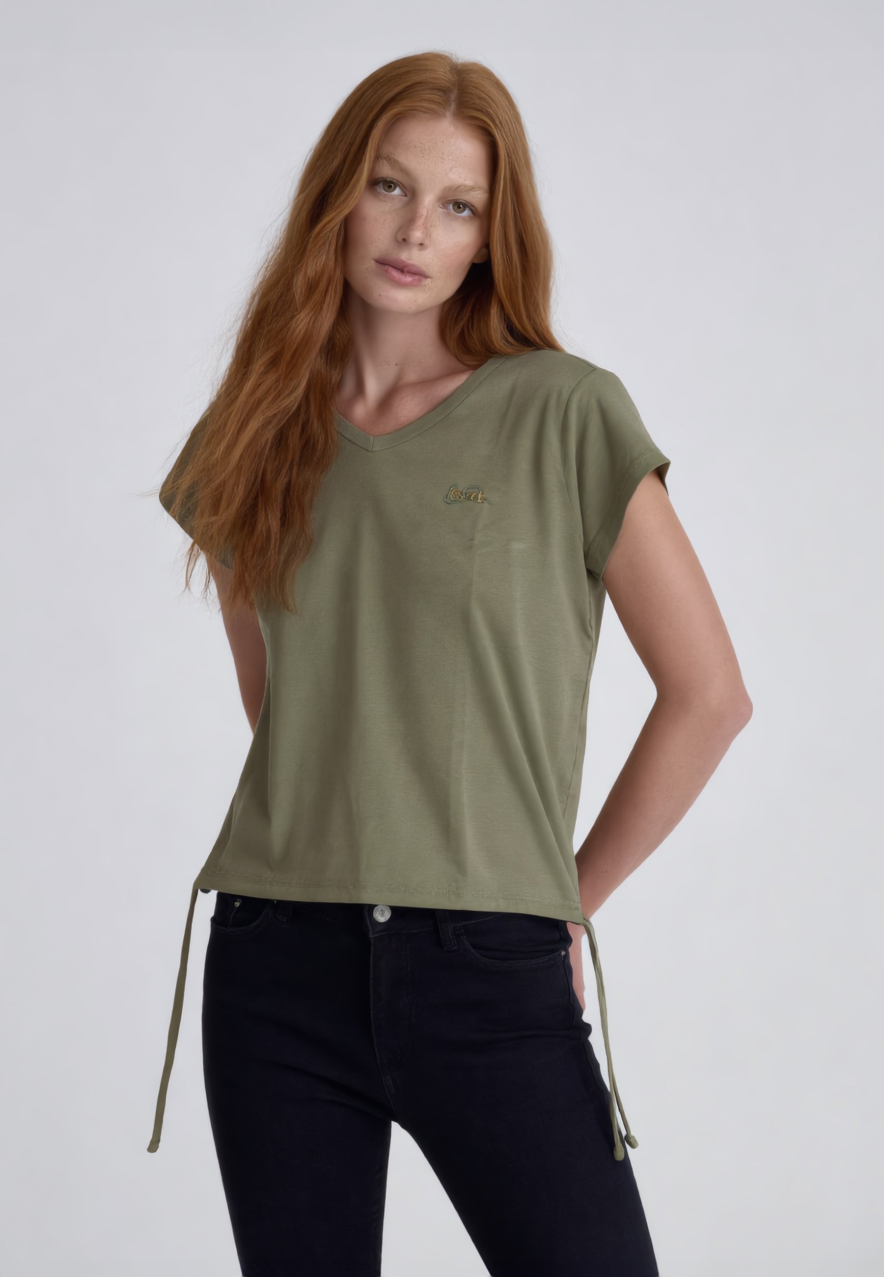 YES ZEE T-Shirt Donna Scollo V Mezza Manica Coulisse ART. 01T270
