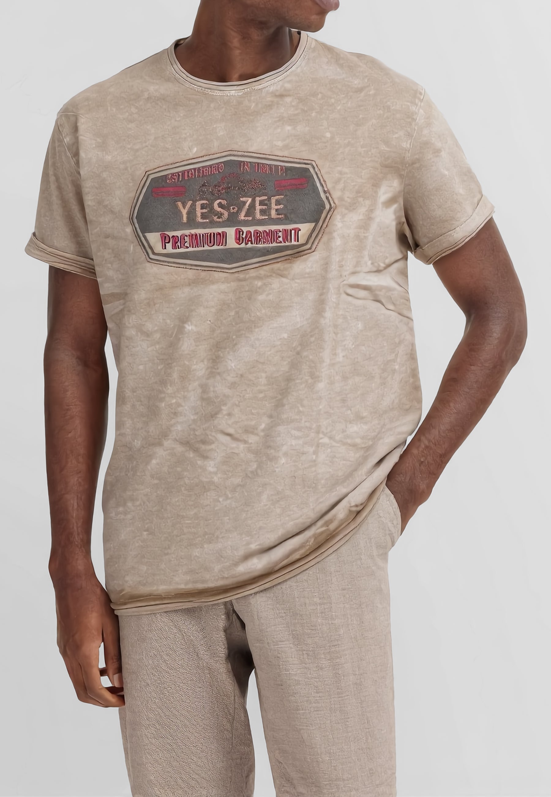 YES ZEE T-Shirt Uomo Jersey Cotone Stampa Ricamo ART. 01T700