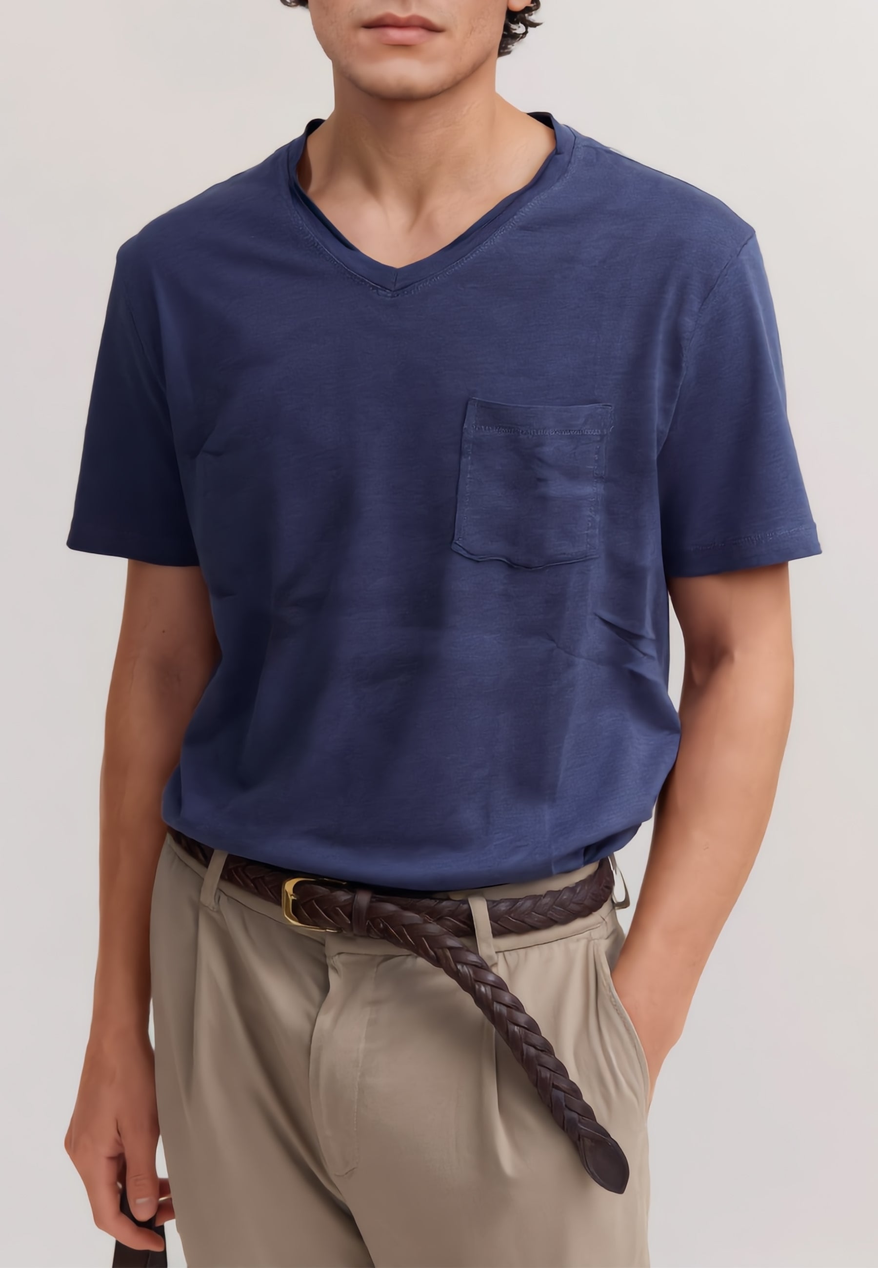 YES ZEE T-Shirt Uomo Jersey Fiammato Con Tasca ART. 01T715