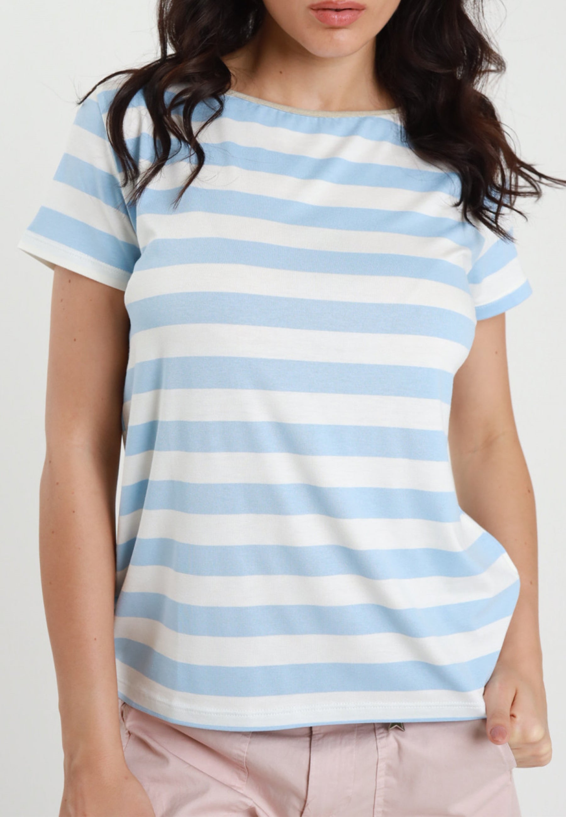 SUSY MIX T-Shirt Donna M/M Viscosa Leggera Fantasia Righe 12126