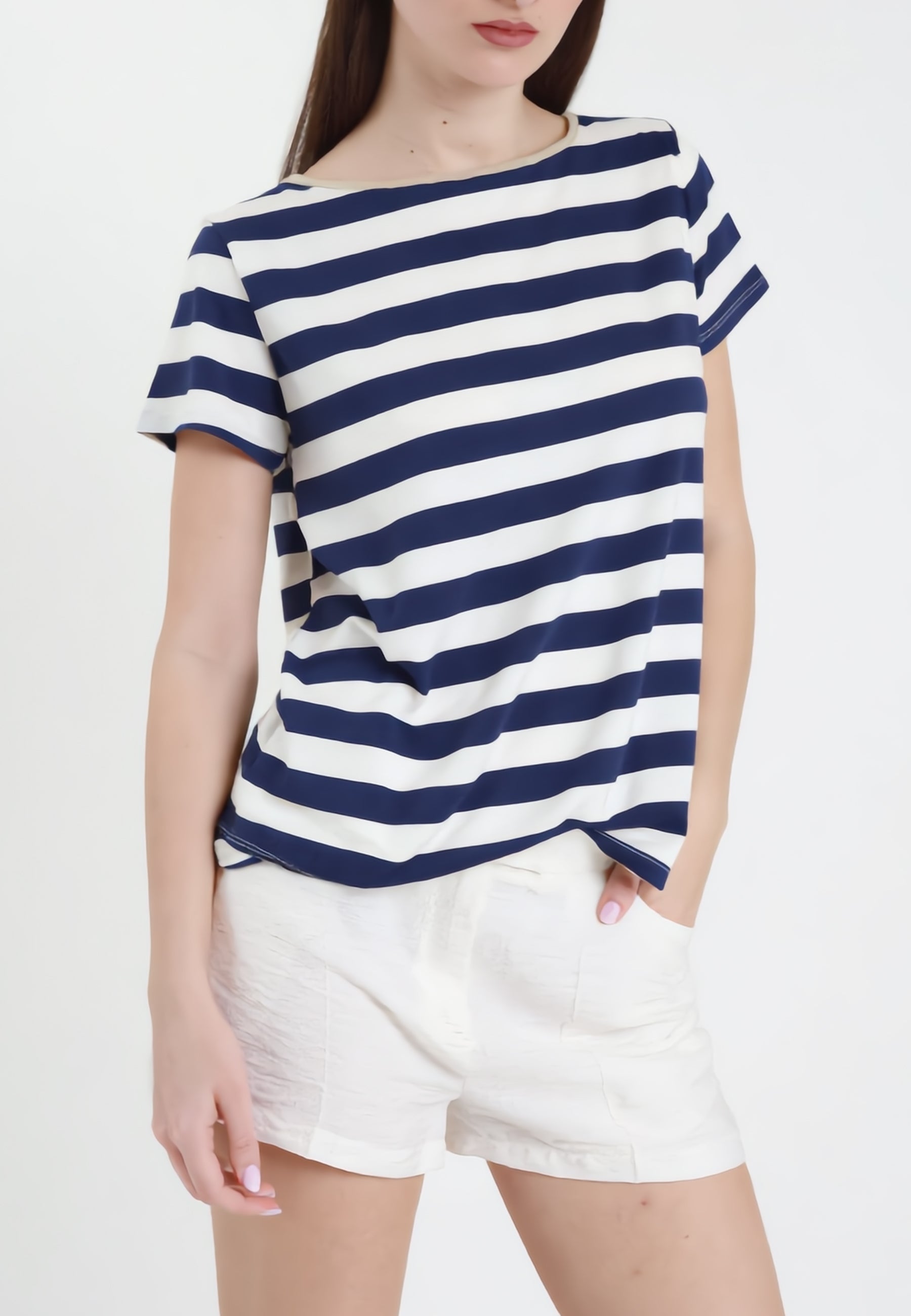SUSY MIX T-Shirt Donna M/M Viscosa Leggera Fantasia Righe 12126