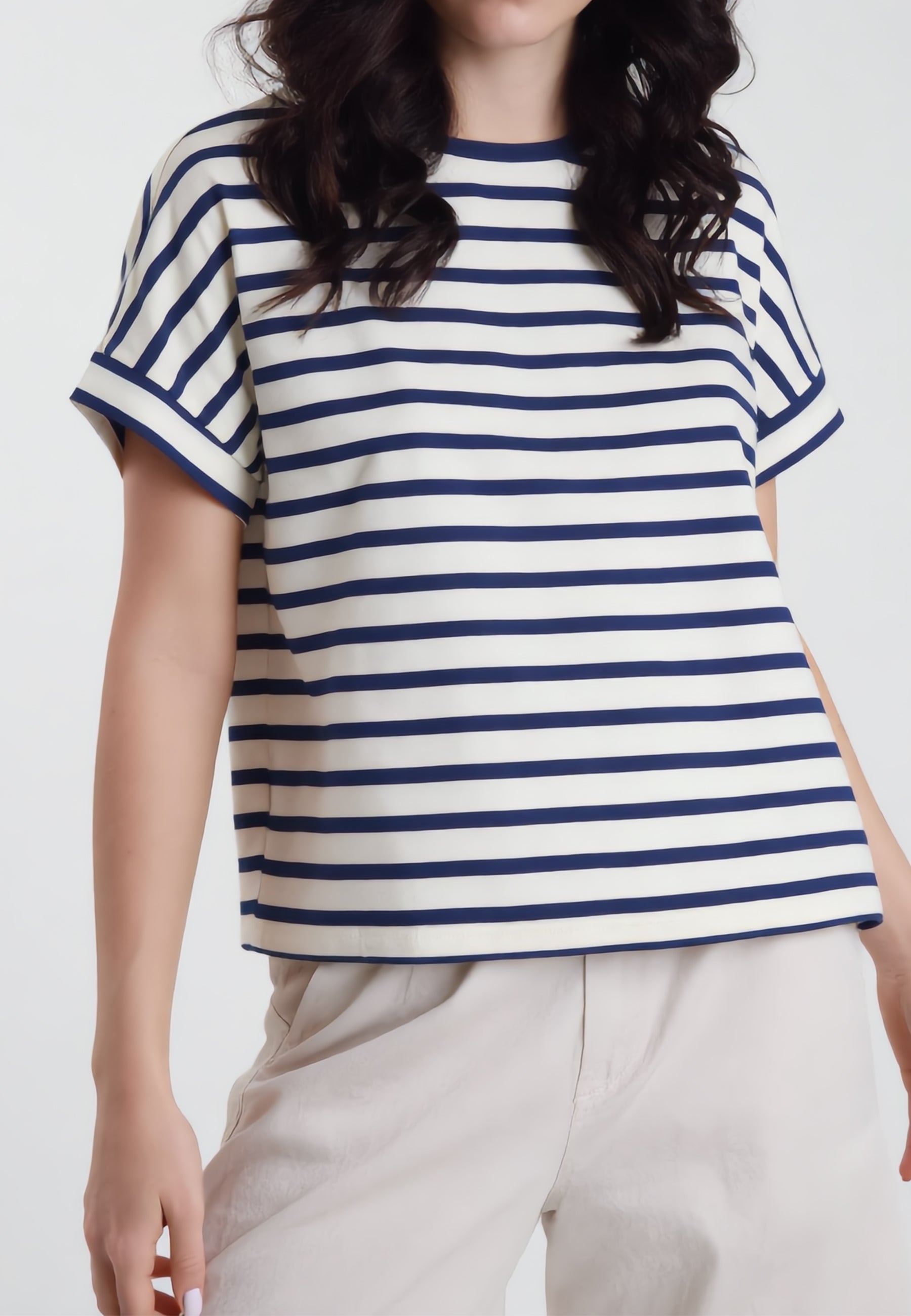 SUSY MIX T-Shirt Donna Girocollo Viscosa Leggera Rigata 12140