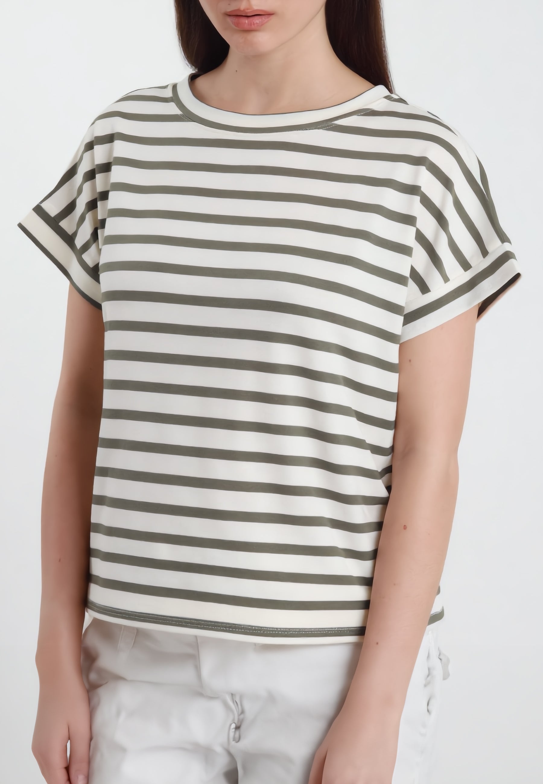 SUSY MIX T-Shirt Donna Girocollo Viscosa Leggera Rigata 12140