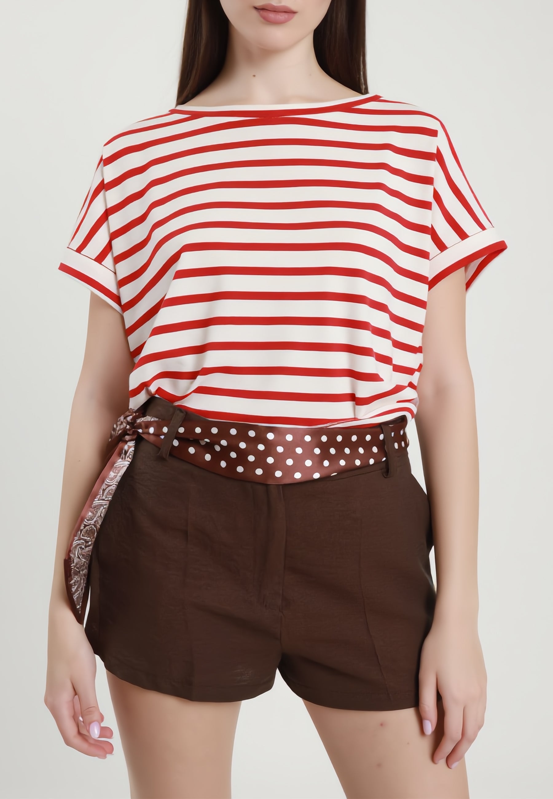 SUSY MIX T-Shirt Donna Girocollo Viscosa Leggera Rigata 12140