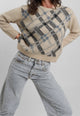 SUSYMIX Maglia Donna Girocollo Jacquard Quadri Tartan