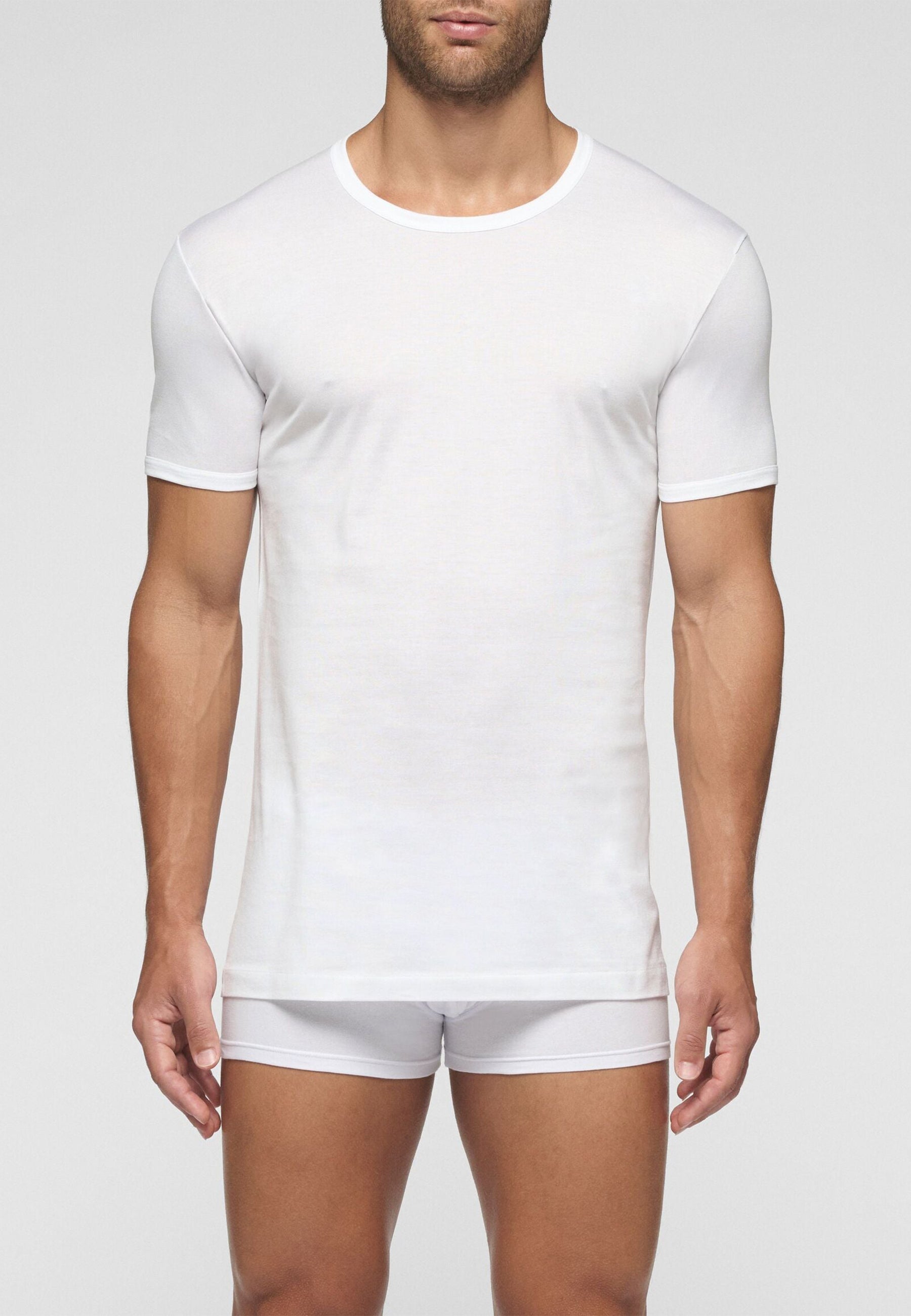 CAGI 1318 T-shirt Girocollo Basso Uomo 100% Filo di Scozia