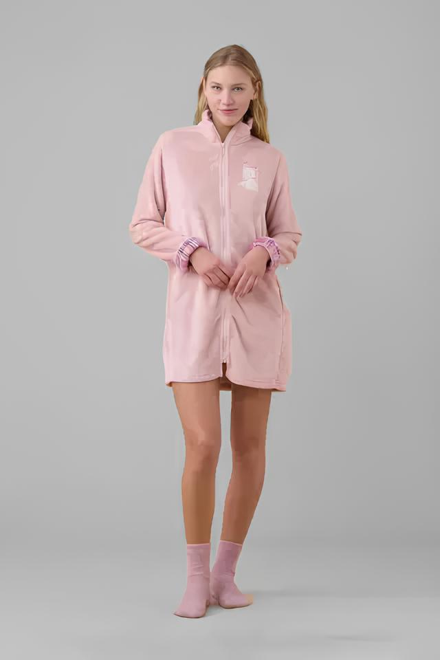 NOI DI NOTTE Vestaglia donna zip pile applicazione barboncino ART. GE003019