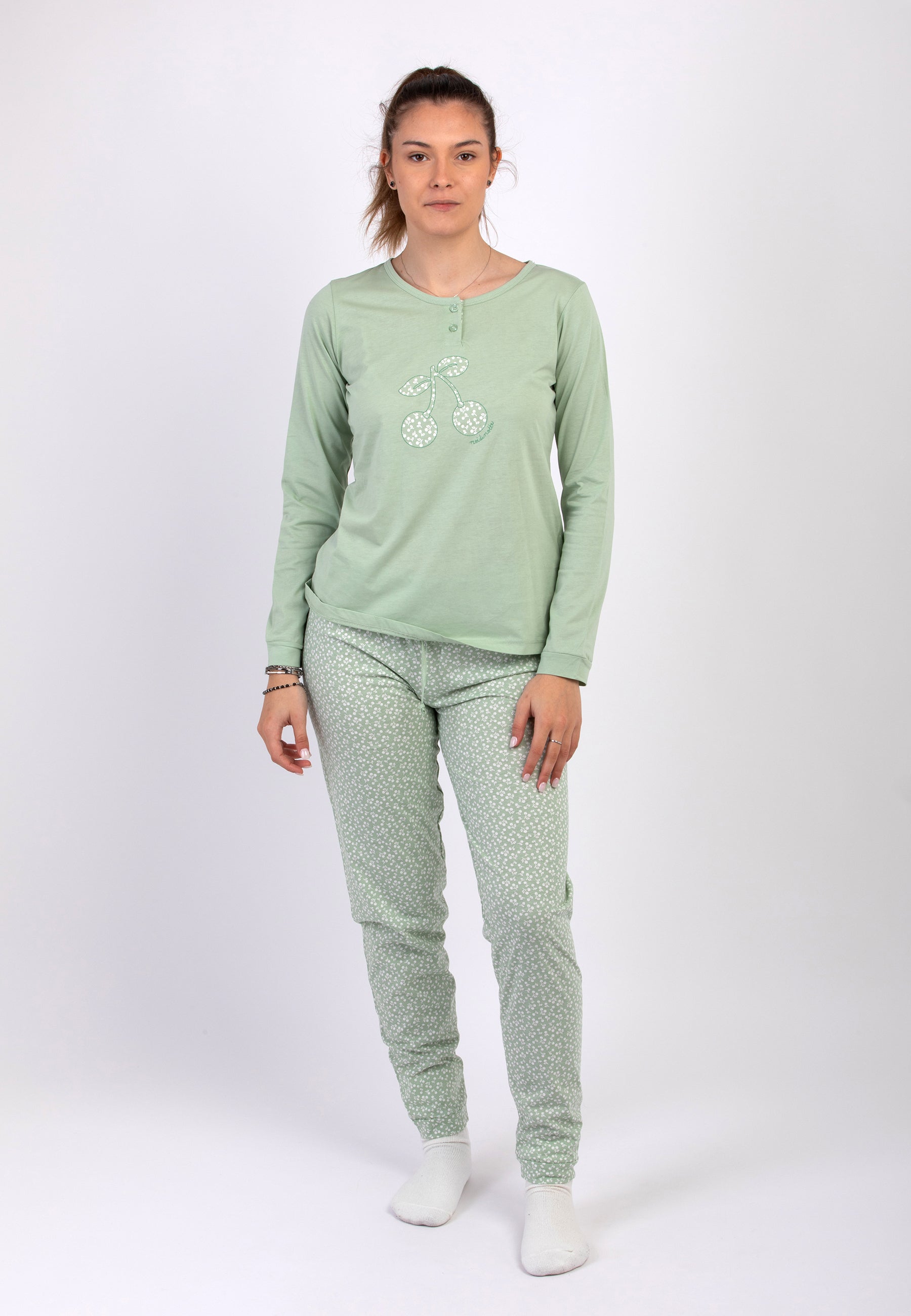 Pigiama Donna Lungo 100% Cotone Leggero NOI DI NOTTE FA009007