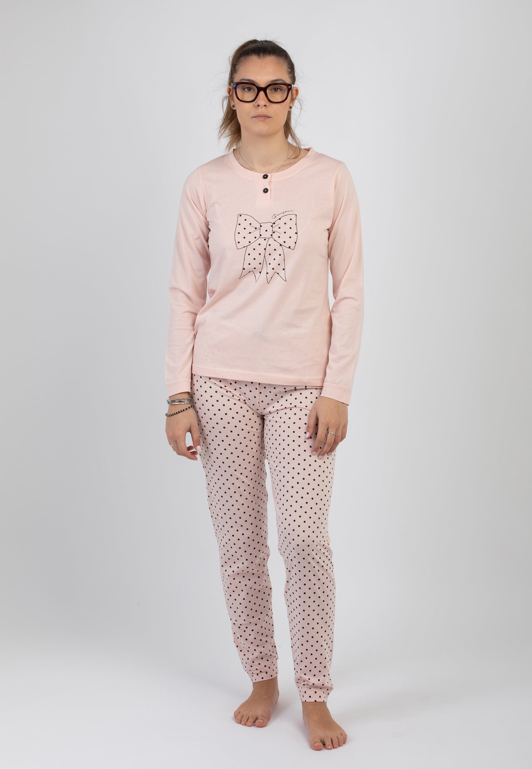 Pigiama Donna Manica Lunga 100% Cotone Leggero NOI DI NOTTE FA009016-9195