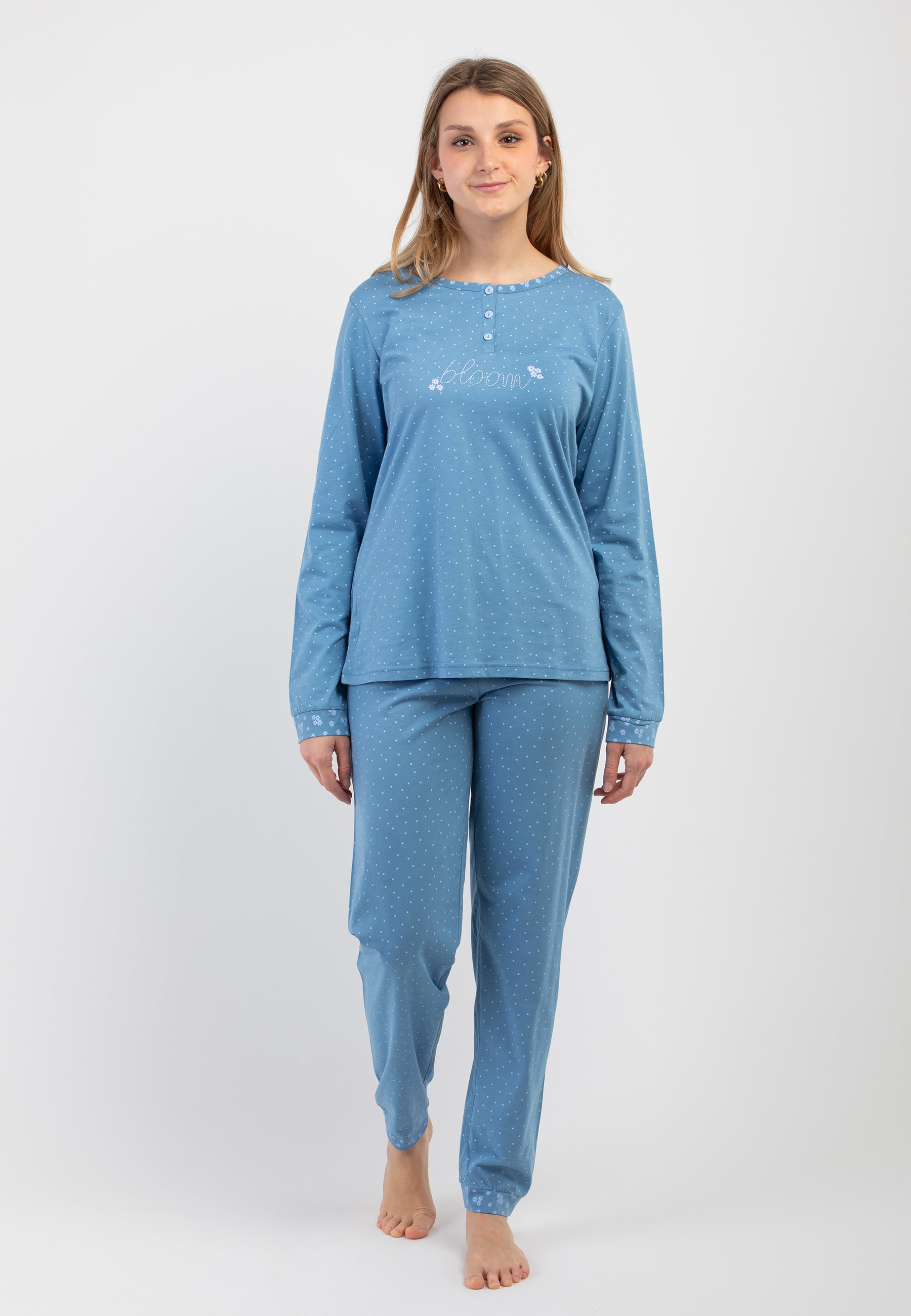 Pigiama Donna Manica Lunga 100% Cotone Leggero NOI DI NOTTE FA009009