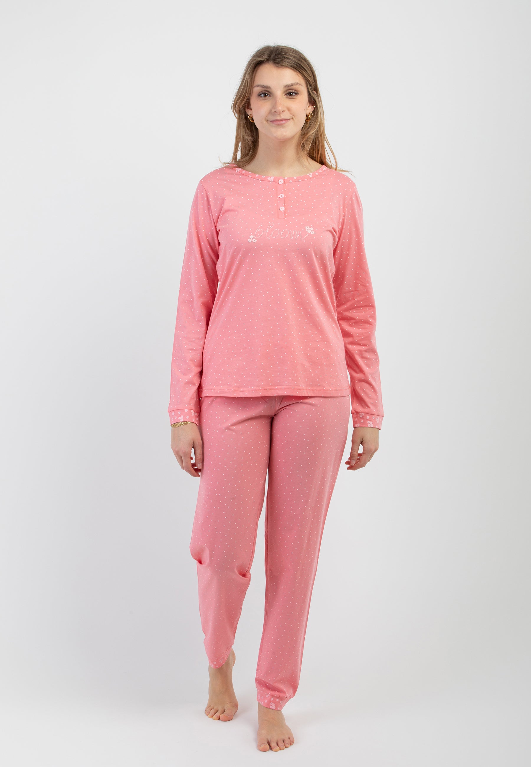 Pigiama Donna Manica Lunga 100% Cotone Leggero NOI DI NOTTE FA009009