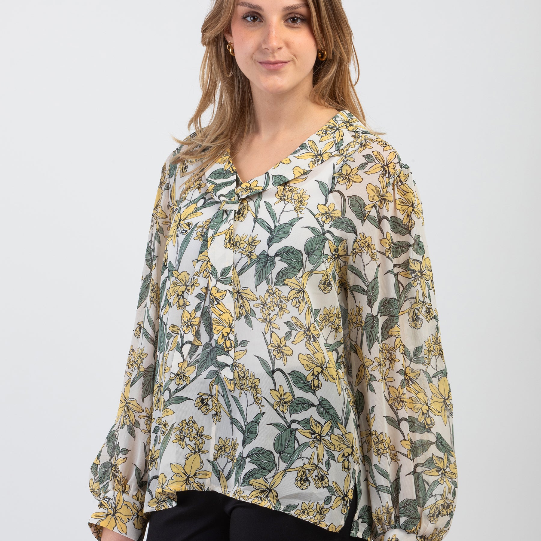 NONSAR - Camicetta Elegante Da Donna Con Scollo A V, A Maniche Lunghe, Casual, Con Tasca, Blu Chiaro, S - Foto 11