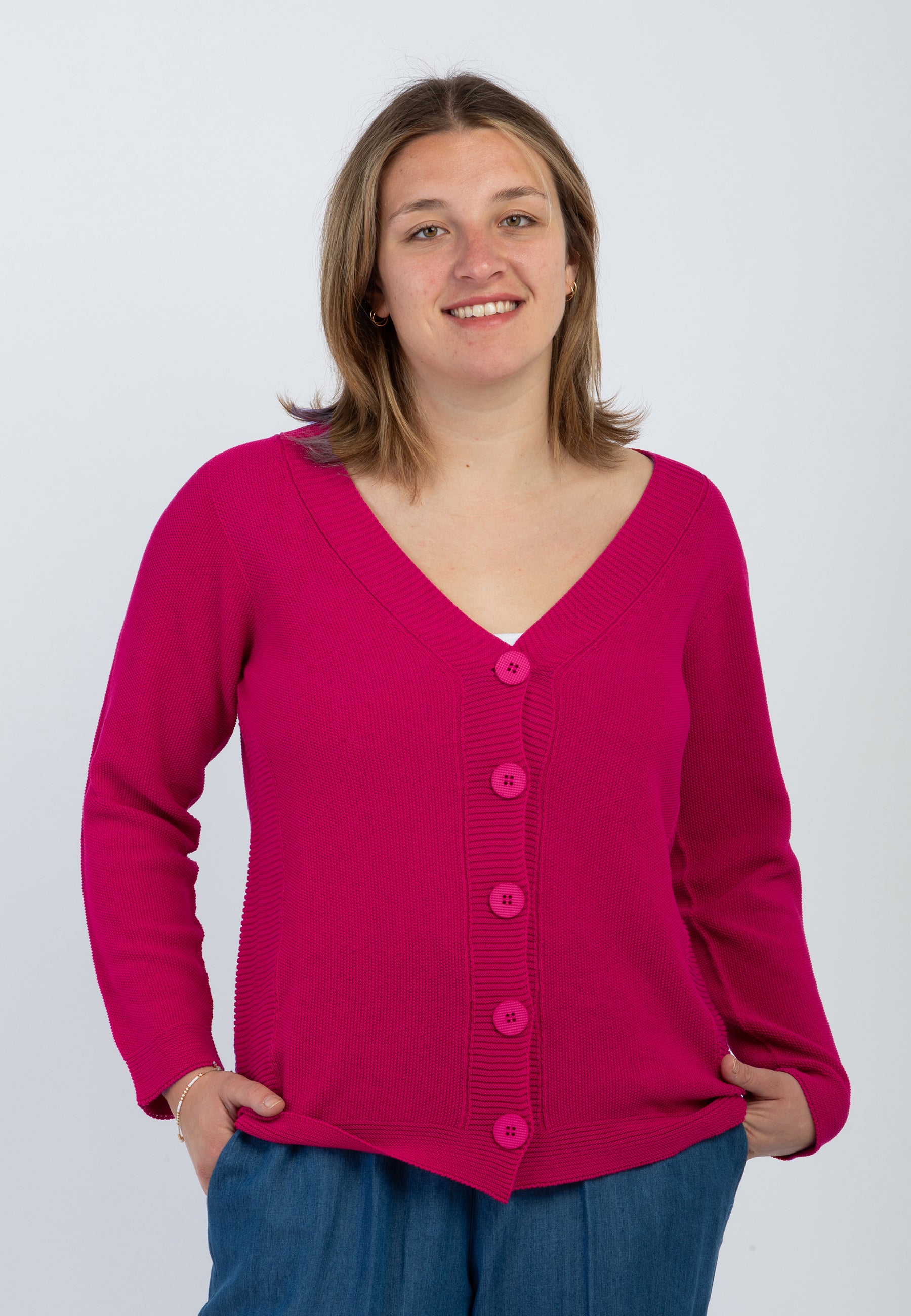 Giacca Donna Maglia Cardigan 100% Cotone LE MORBIDE 02005