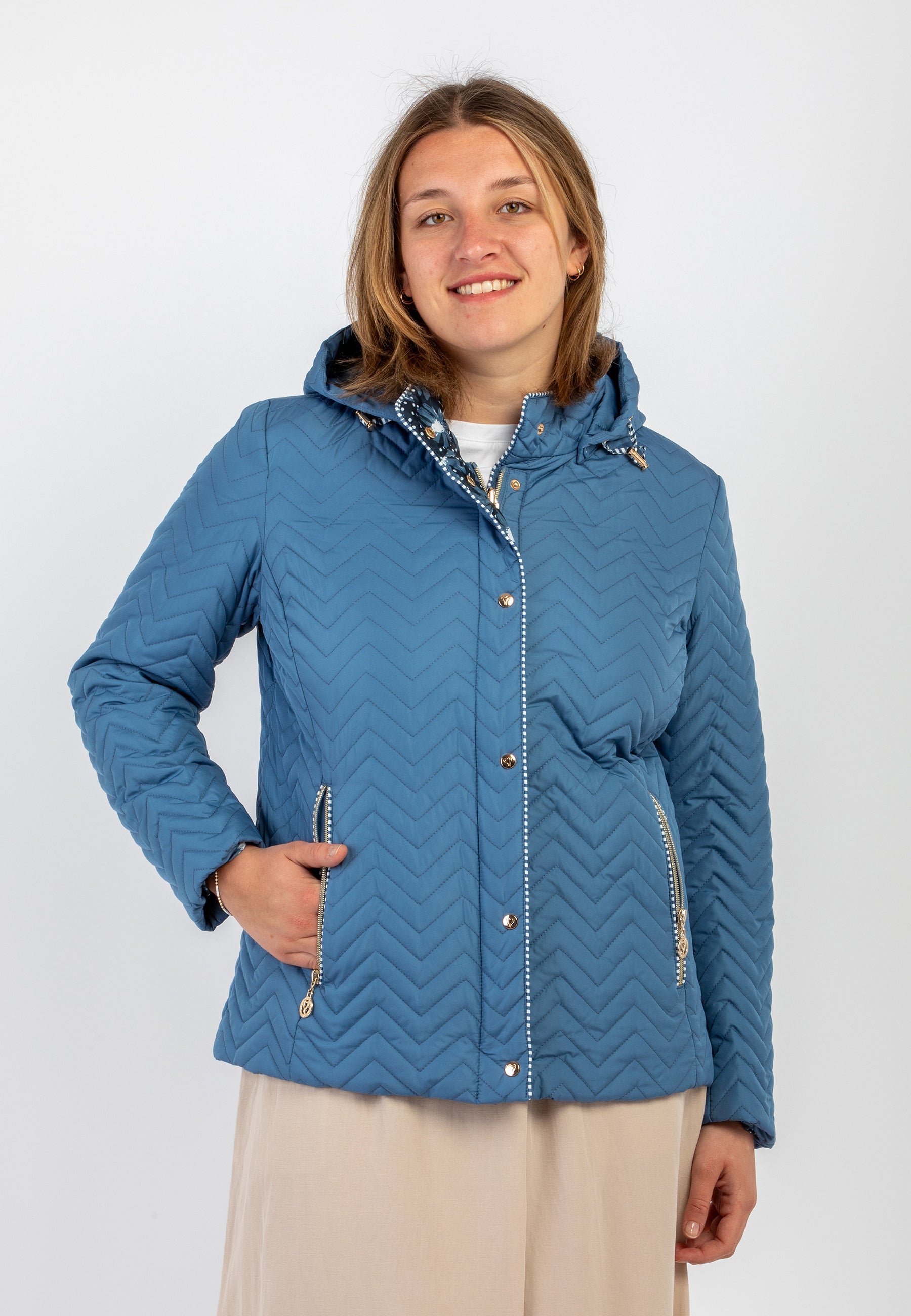 Giubbino Donna Maniche Lunghe Reversibile Leggero SATINETTE ELVIRA 021