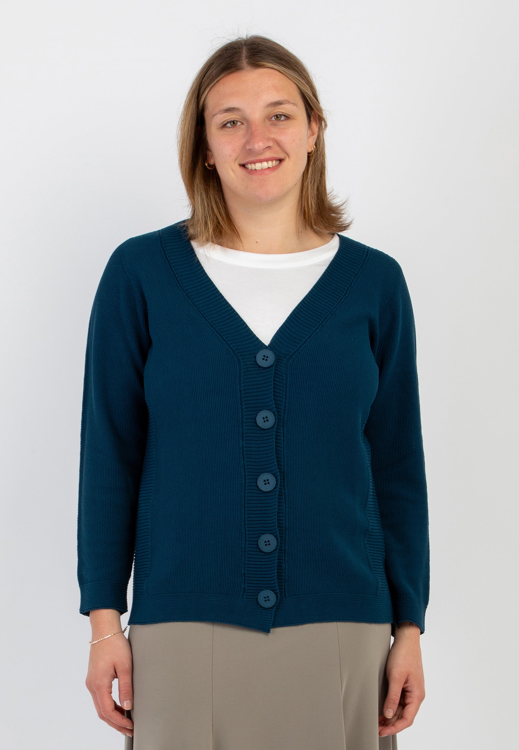 Giacca Donna Maglia Cardigan 100% Cotone LE MORBIDE 02005