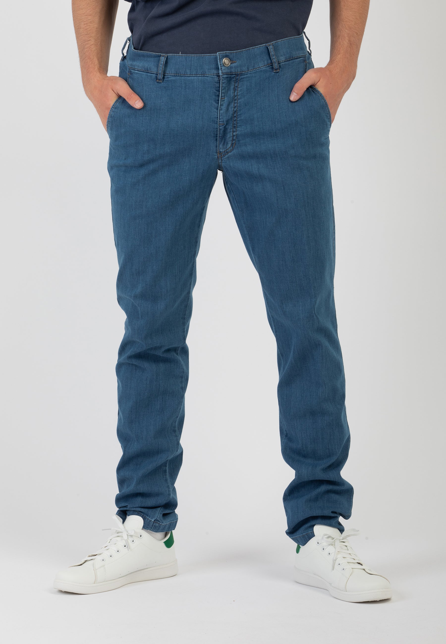 Pantalone Uomo Lungo Tessuto Jeans Cotone leggero 8527 MANUEL