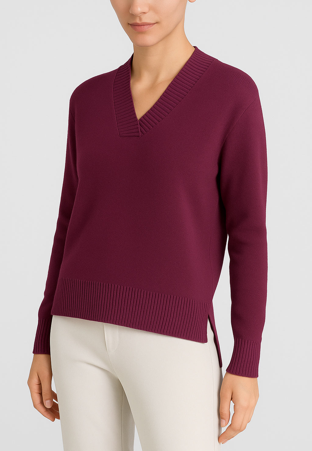 Maglia Donna Manica Lunga Scollo A V Viscosa Invernale RAGNO DN53M2