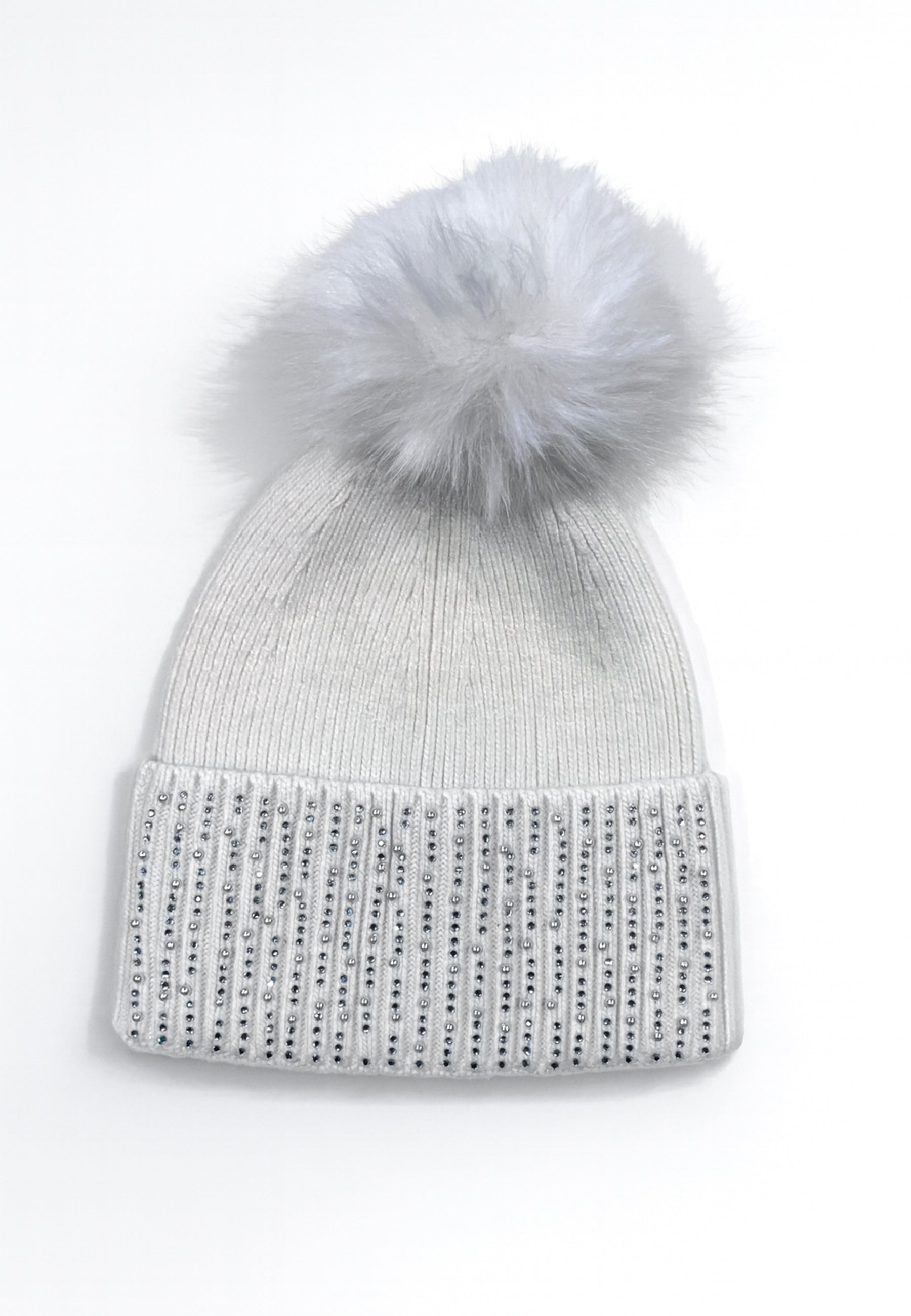 SUSY MIX Cuffia Donna in Maglia Bordo a Coste con Perline e Pom Pom ART. HATCA436