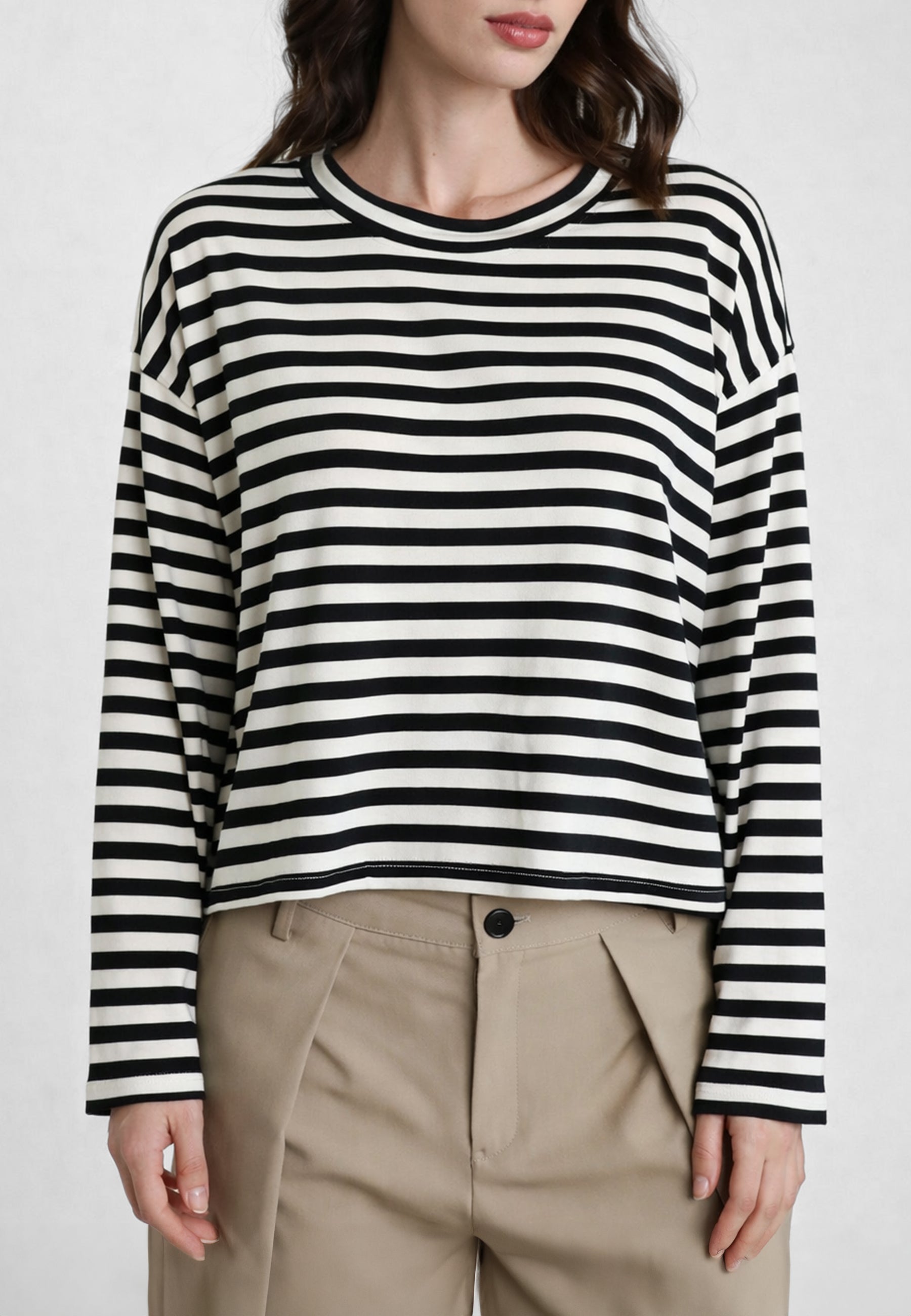 SUSY MIX T-Shirt Donna Over Viscosa Estiva Rigata B05099