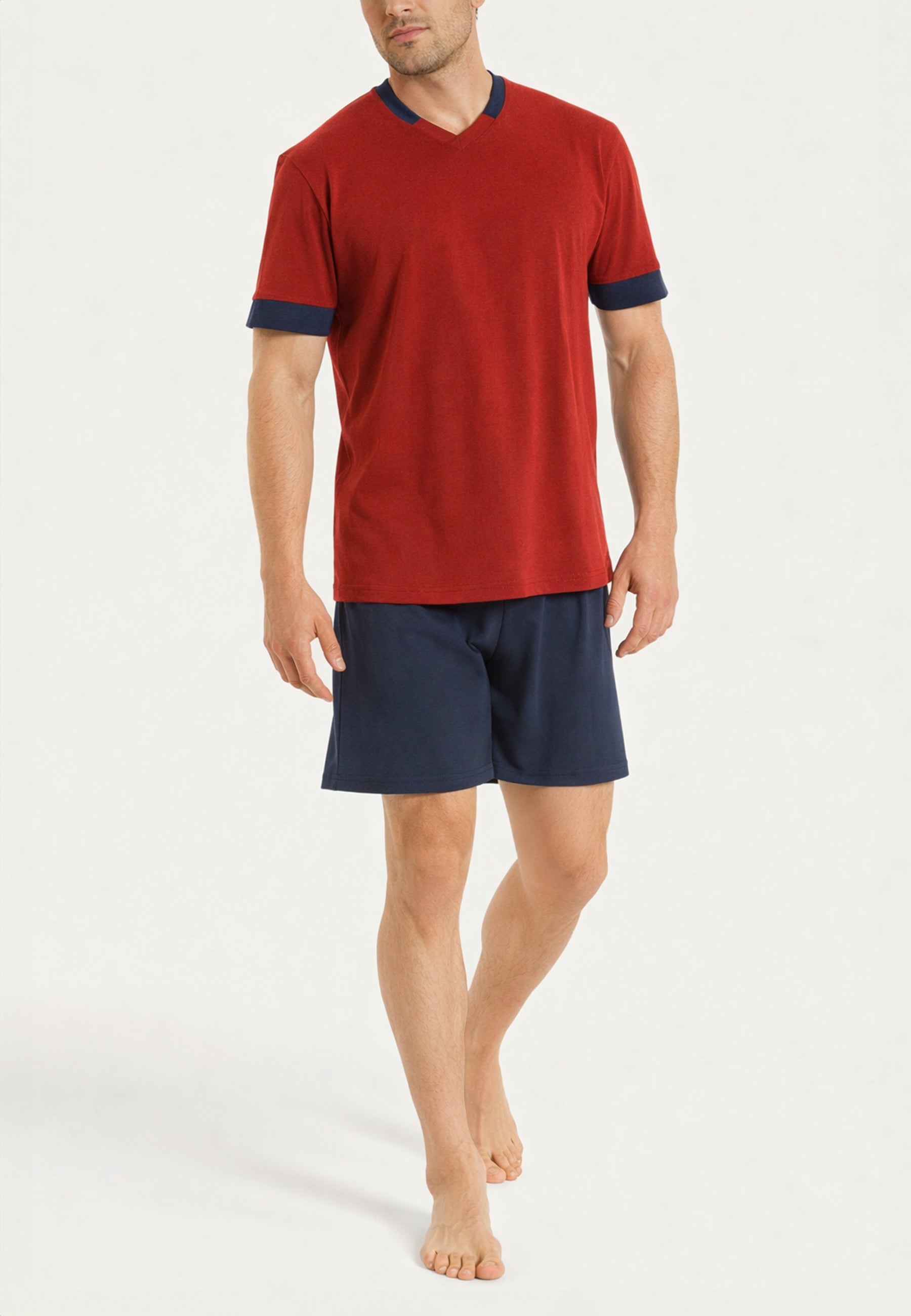 RAGNO Pigiama Uomo Corto Collo a V Cotone Leggero UA42NE