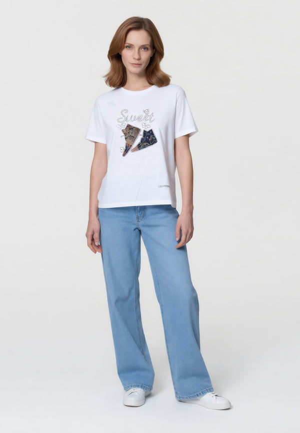 CARLA FERRONI Maglietta Donna M/M Stampa Viscosa Estiva 22222