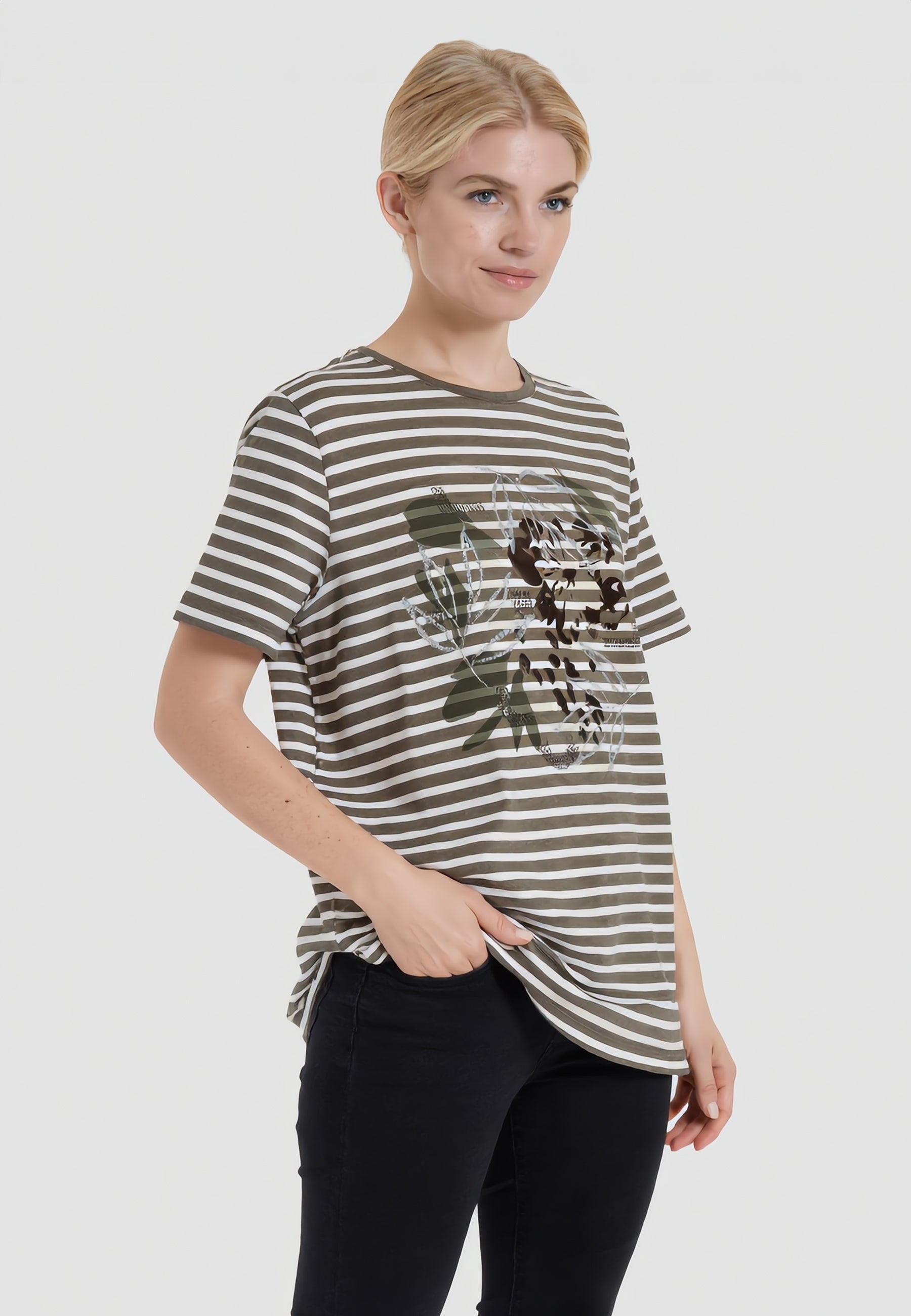 CARLA FERRONI T-Shirt Donna Viscosa Estiva Fantasia Righe 22234