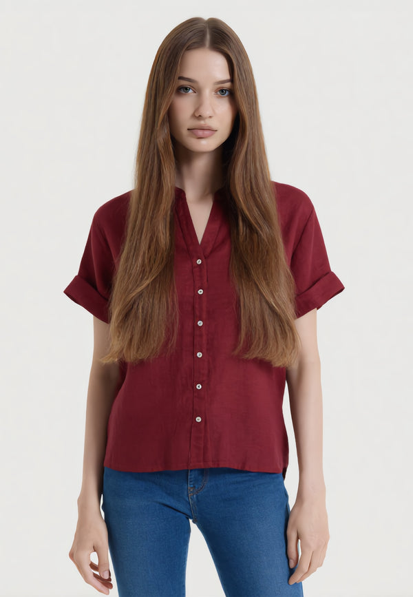 VLT’S Camicia Donna Lino Collo Coreana Mezza Manica ART. 26-10M