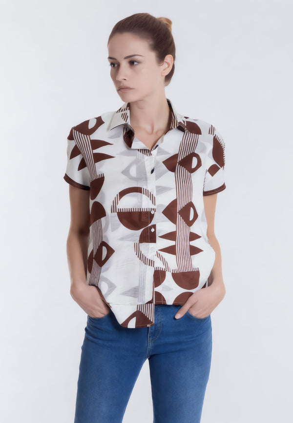 VLT’S Camicia Donna Mezza Manica Over Fantasia Leggero 26-205