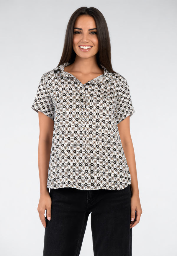 VLT’S Camicia Donna Mezza Manica Bimaterica Lino e Viscosa 26-36M/41M