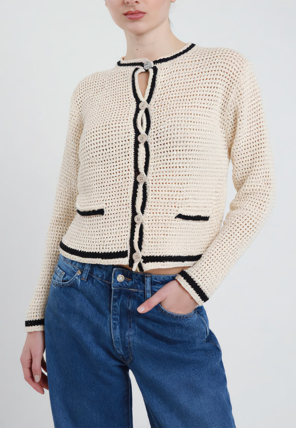 SUSY MIX Cardigan Donna Traforato Cotone Estivo 26223